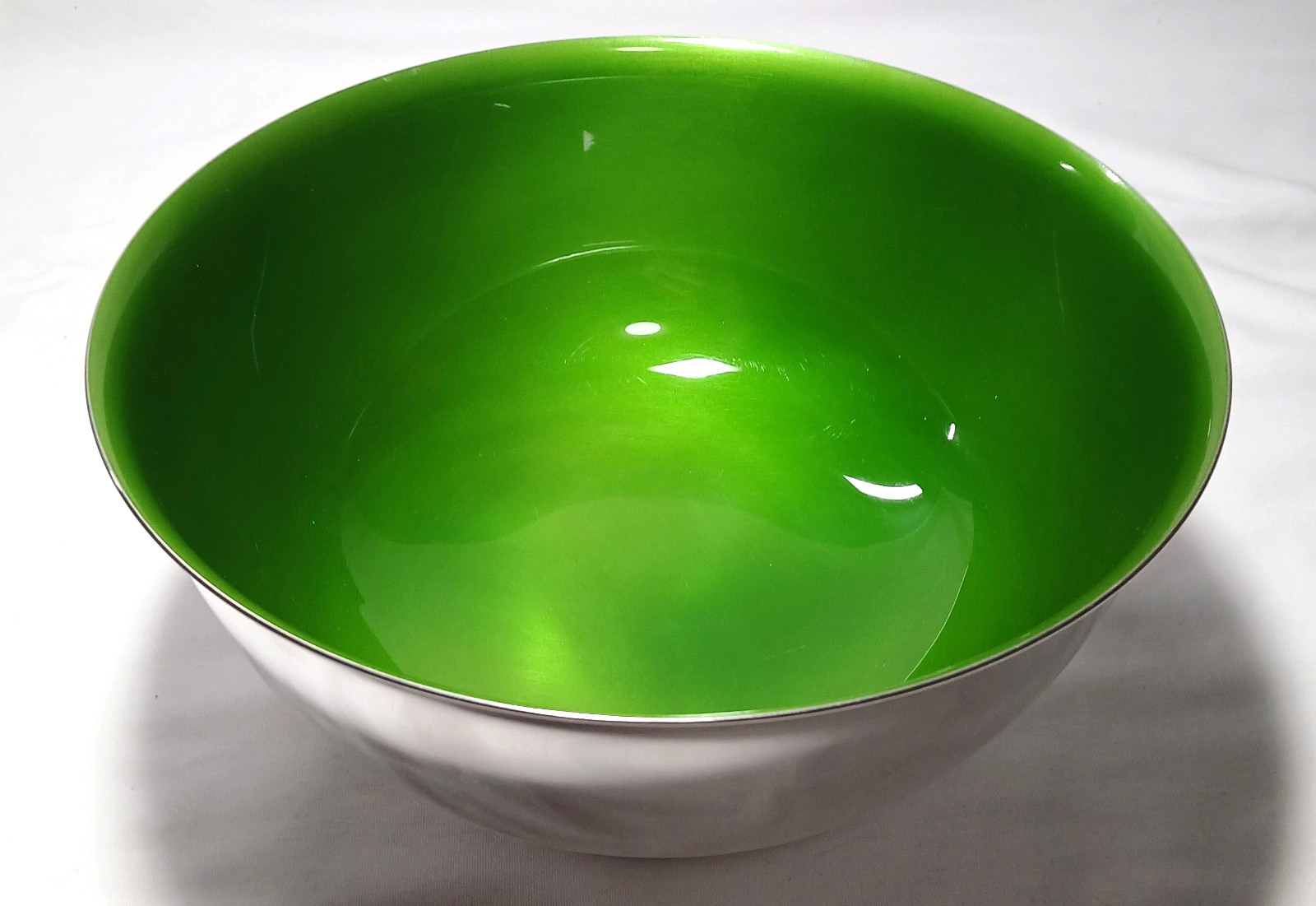 MCM Reed & Barton 105 Paul Revere 9″ Silverplate Bowl Green Enamel Pristine