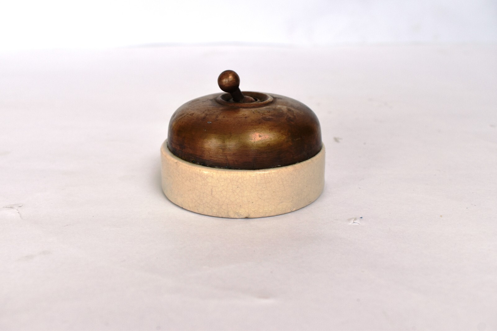 Vintage English Light Switch Electric Brass Ceramic British Made Vitreous Old”F1