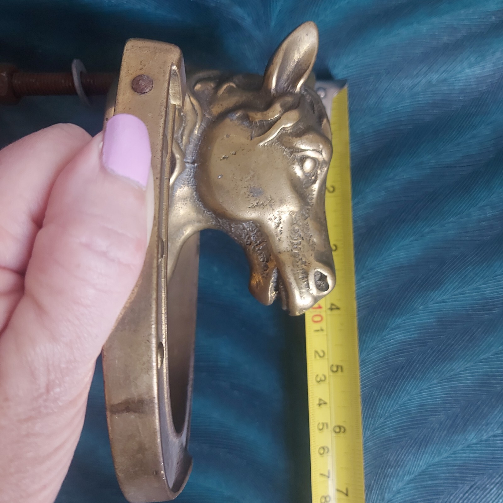 VINTAGE RECLAIMED SOLID BRASS HORSE HEAD X LARGE DOOR KNOCKER HEAVY OVER 1 KILO