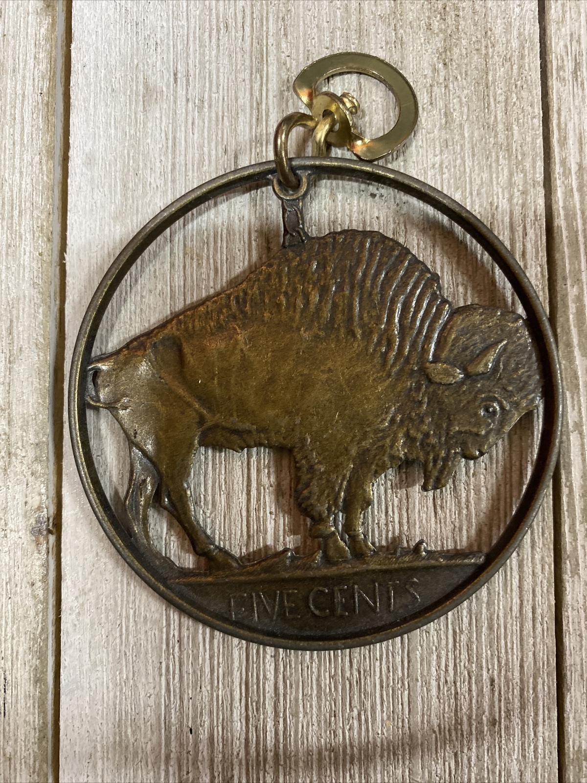 Buffalo Five Cents Cutout Keychain