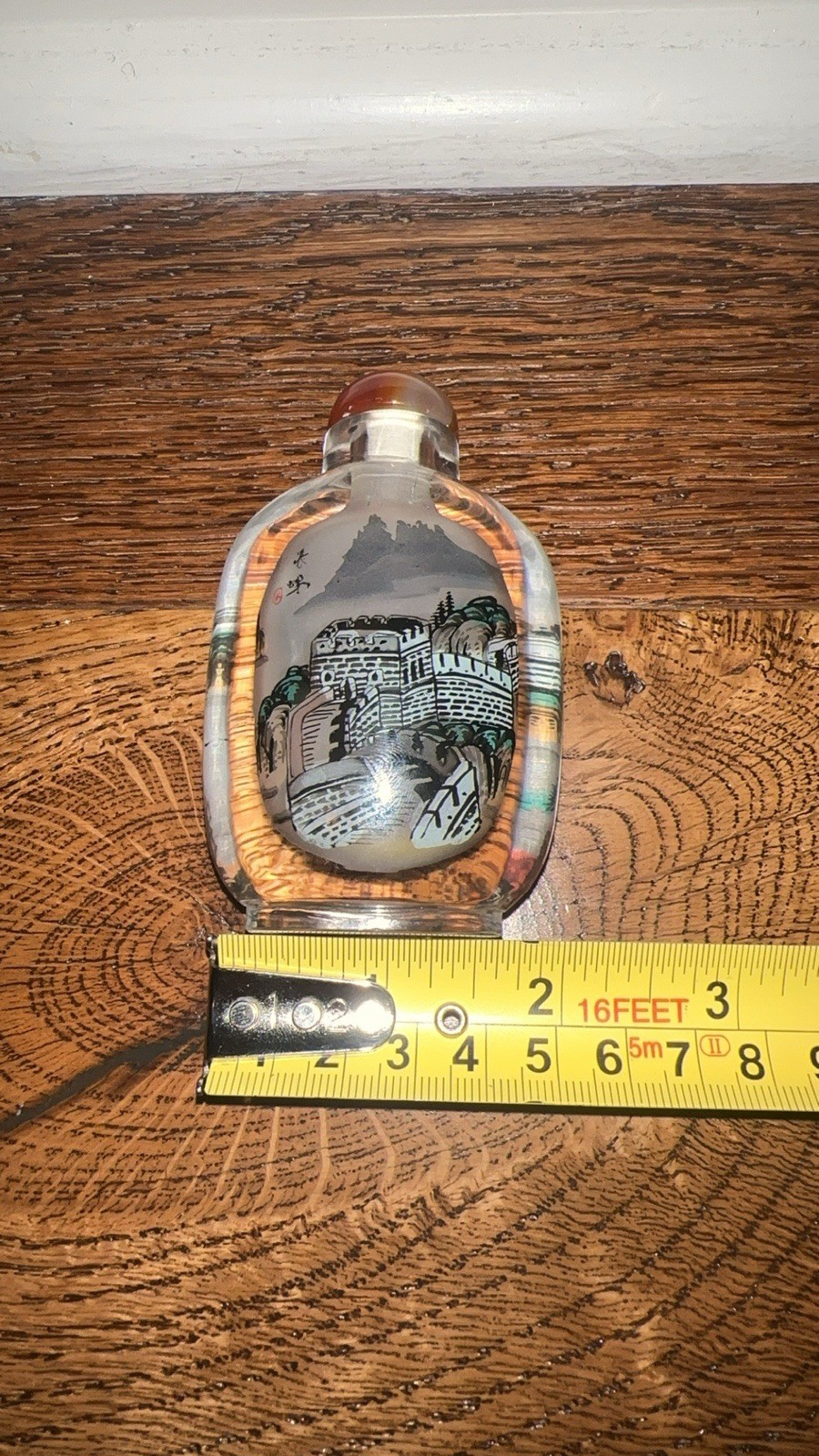 CHINESE REVERSE INTERIOR PAINTED GLASS SNUFF BOTTLE VINTAGE SMALL