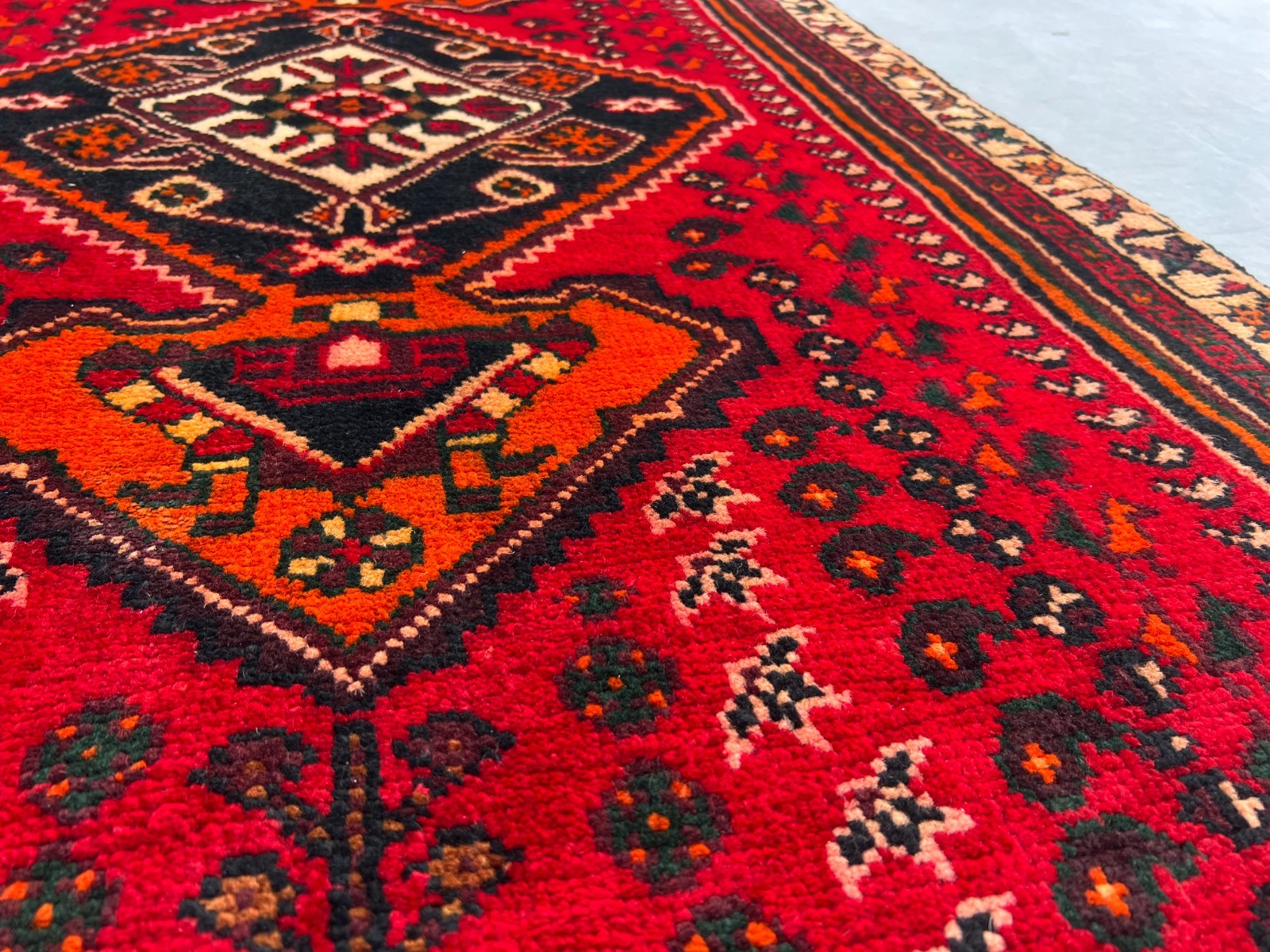 Red turkish 3x10ft Vintage Hand Knotted Wool Runner Rug Tribal Medallion Carpet