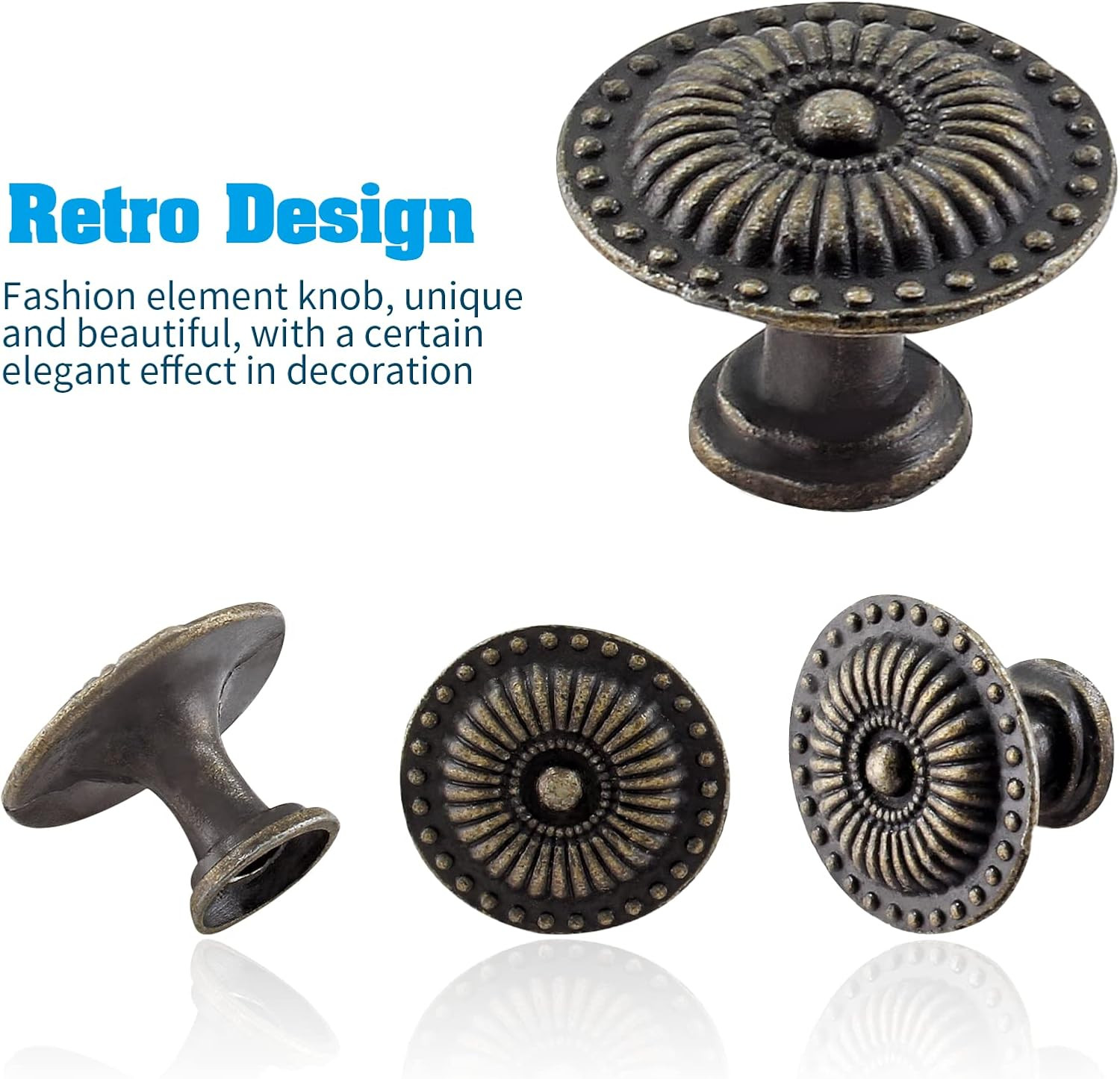 12 Packs 0.94 Inch Vintage Dresser Knobs Bronze, Small Drawer Knobs, Antique Cab