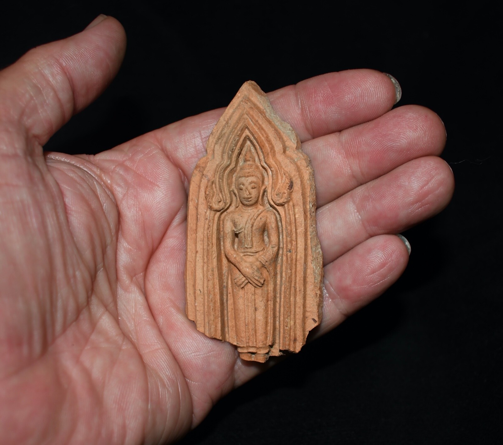 Three Antique Unmounted Ceramic / Terracotta Buddhist Votives from Thailand