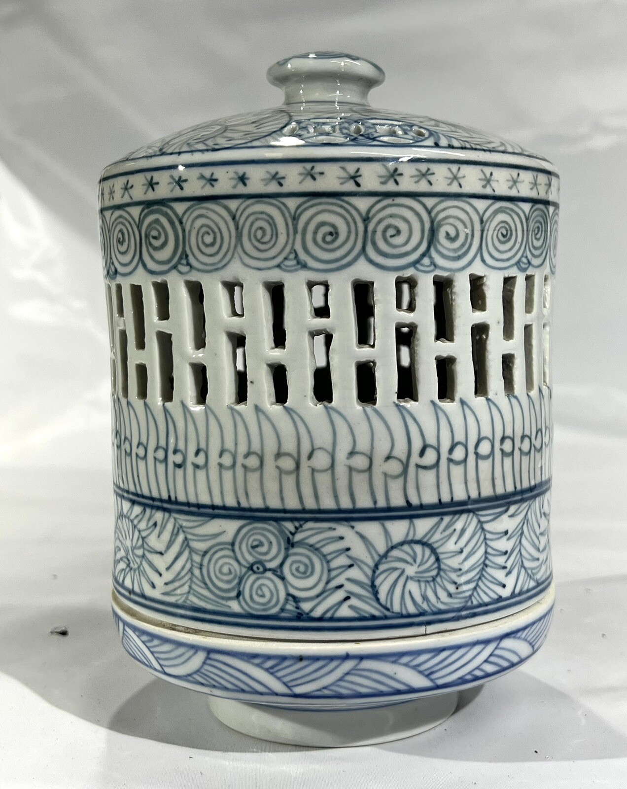 Chinese Blue White Antique Transitional Antique Lantern Candlestick Holder