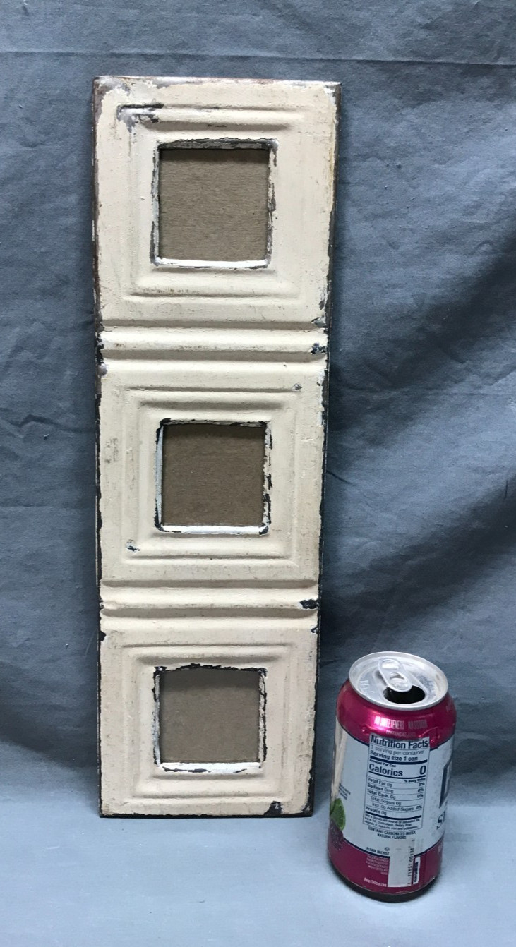 VTG 5×17 Multi Triple 3″ Photo Tin Ceiling Metal Picture Frame Old 1838-25B