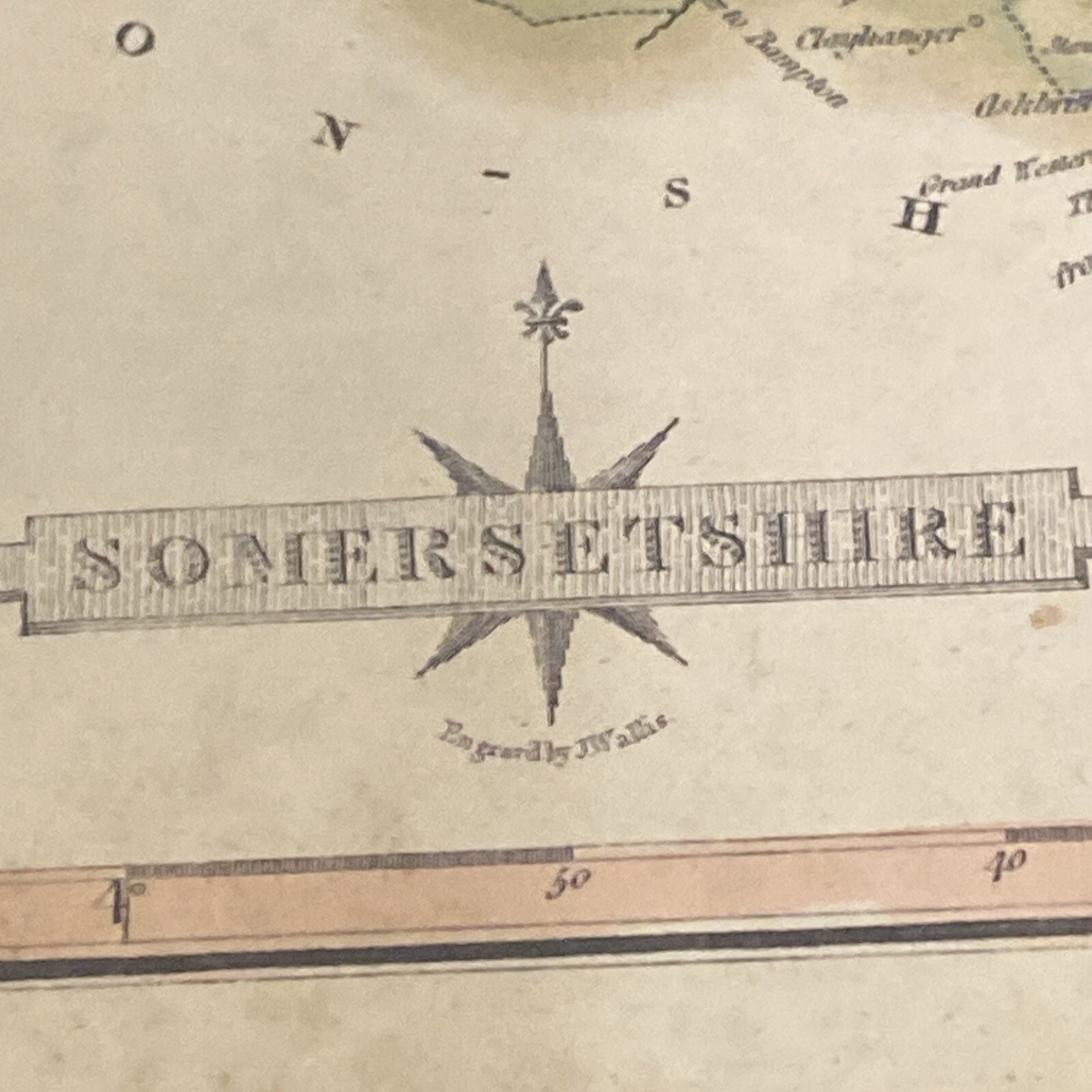 Original 1912 Somersetshire Map Engraved J Wallis Pub London 24x31cm