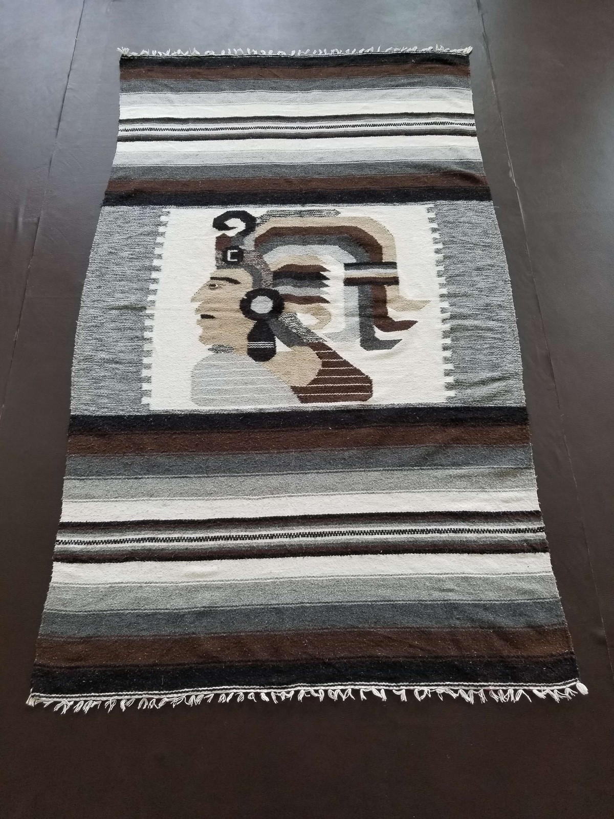 Fine Vintage Mexican Hand Made Oriental Wool Multicolour Kilim 201x124cm