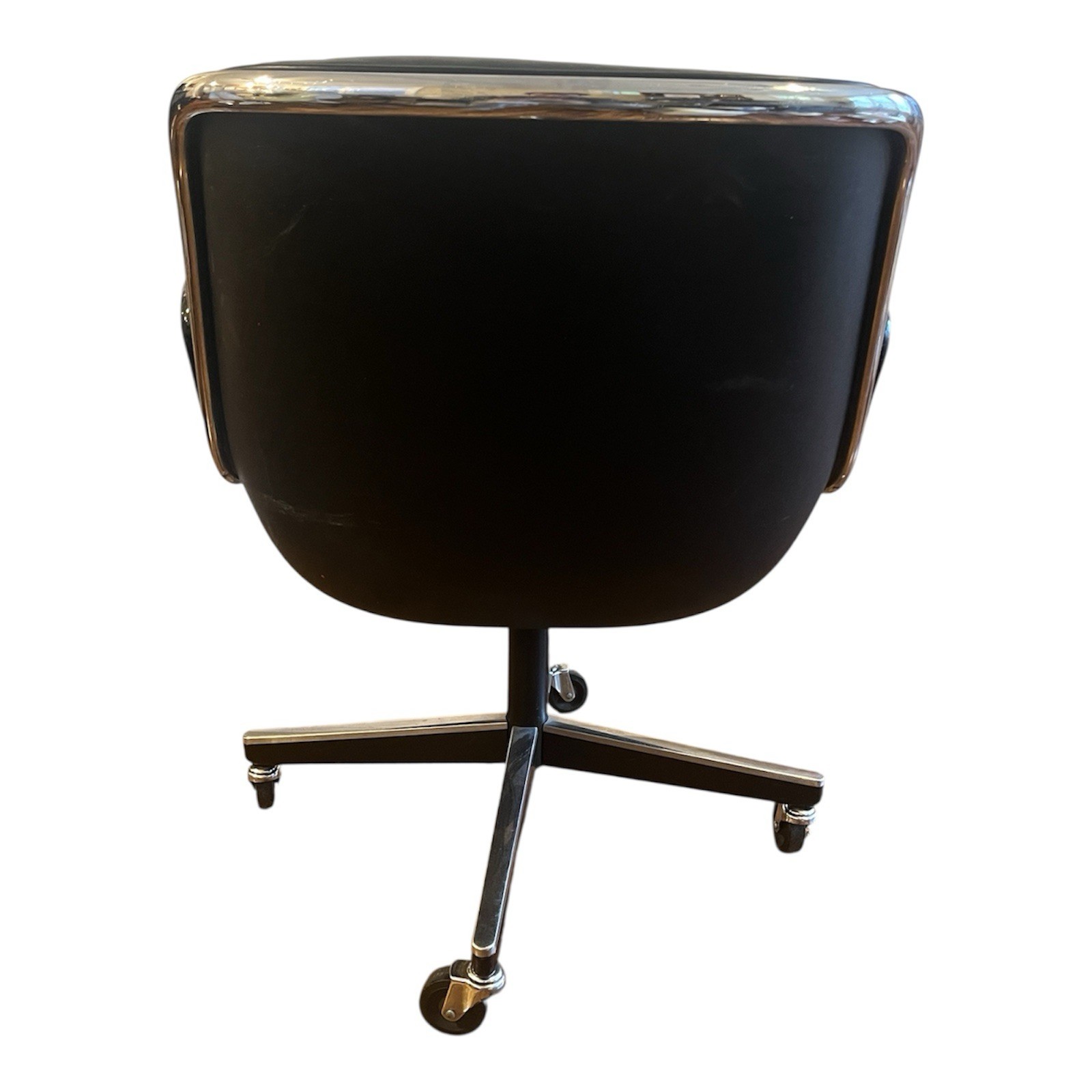 Executive Armchair by Charles Pollock for Knoll Black Leather & 4 Prong Base