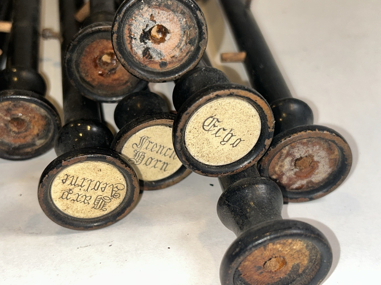 Lot OF 12 Antique Victorian Pump Organ Pulls Stops