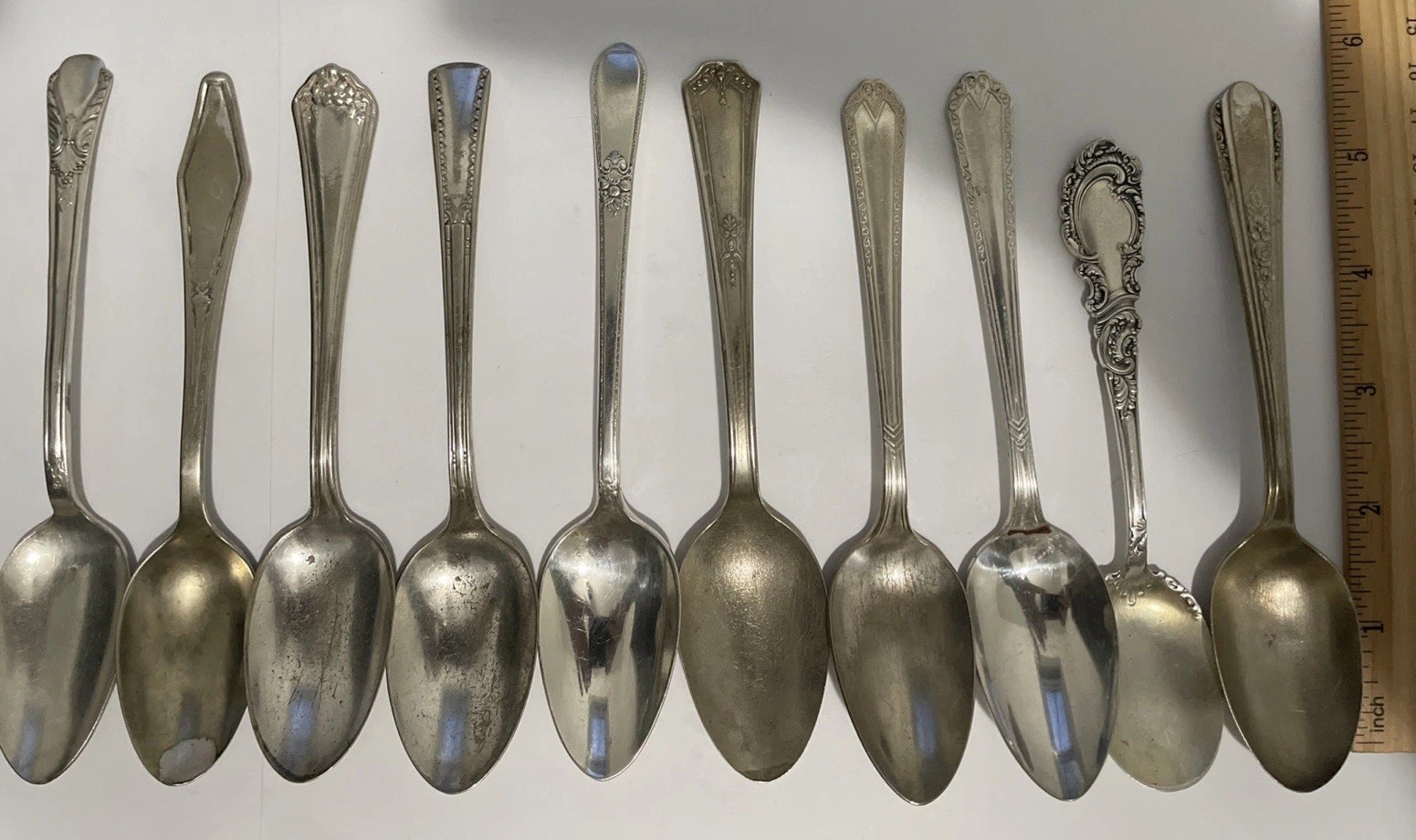 10 Pc Antique to Vintage Silverplated Mix 6″ TEASPOONS – No Monograms