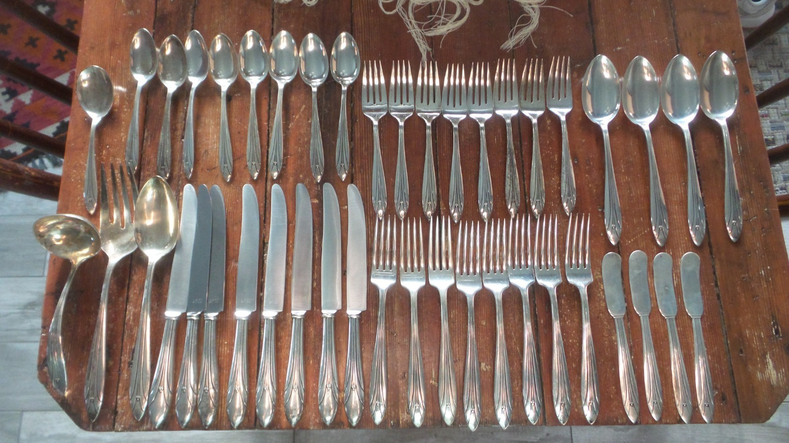 Vintage STERLING SILVER FLATWARE 44 Pcs, ELSINORE Pattern, International