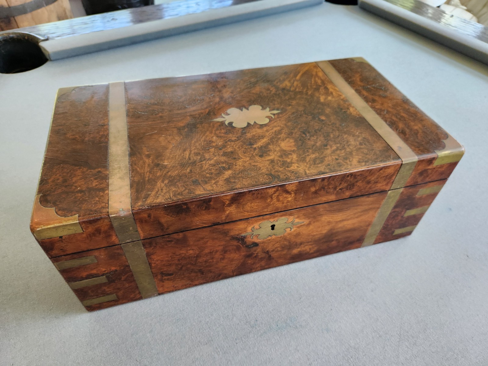 Antique 19th Century 19.8″ Folding Wood Lap Travel Writing Desk 7 Compartments