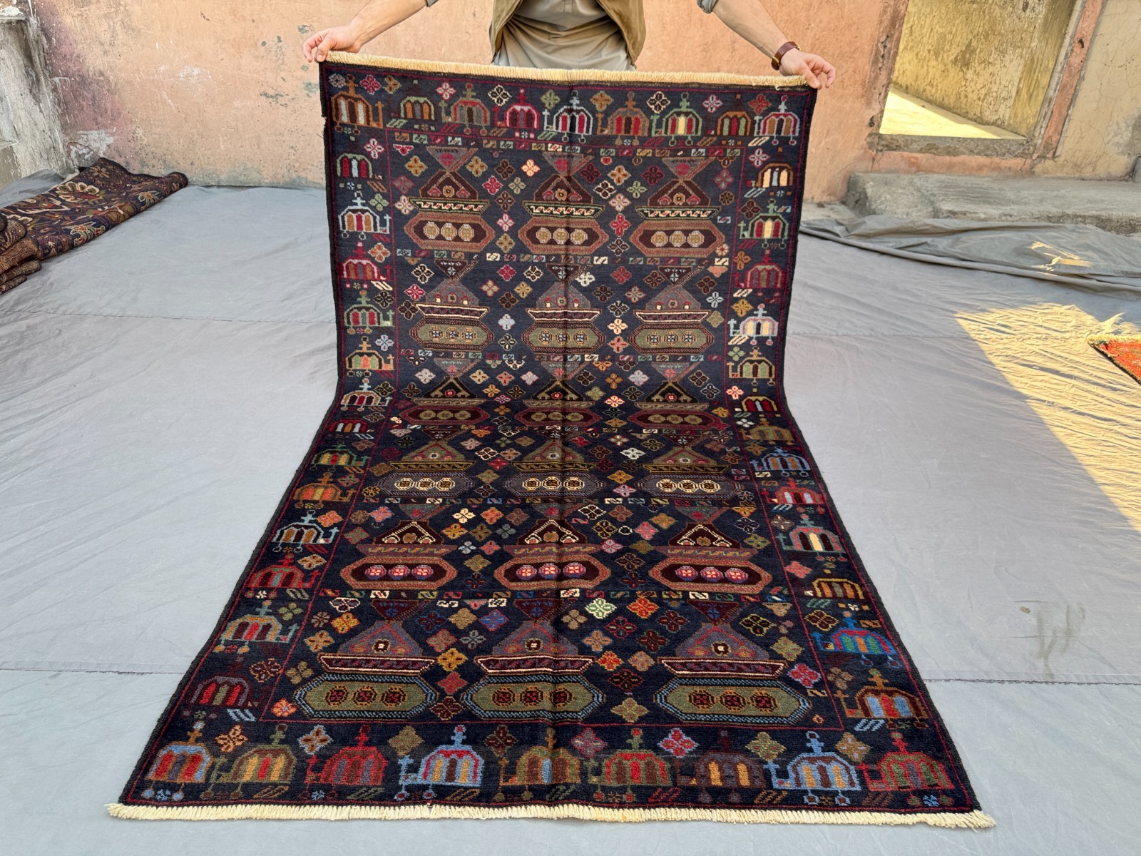 4×7 Vintage Afghan War Rug Hand-Knotted Wool Tribal Office Decor Bedroom Carpet