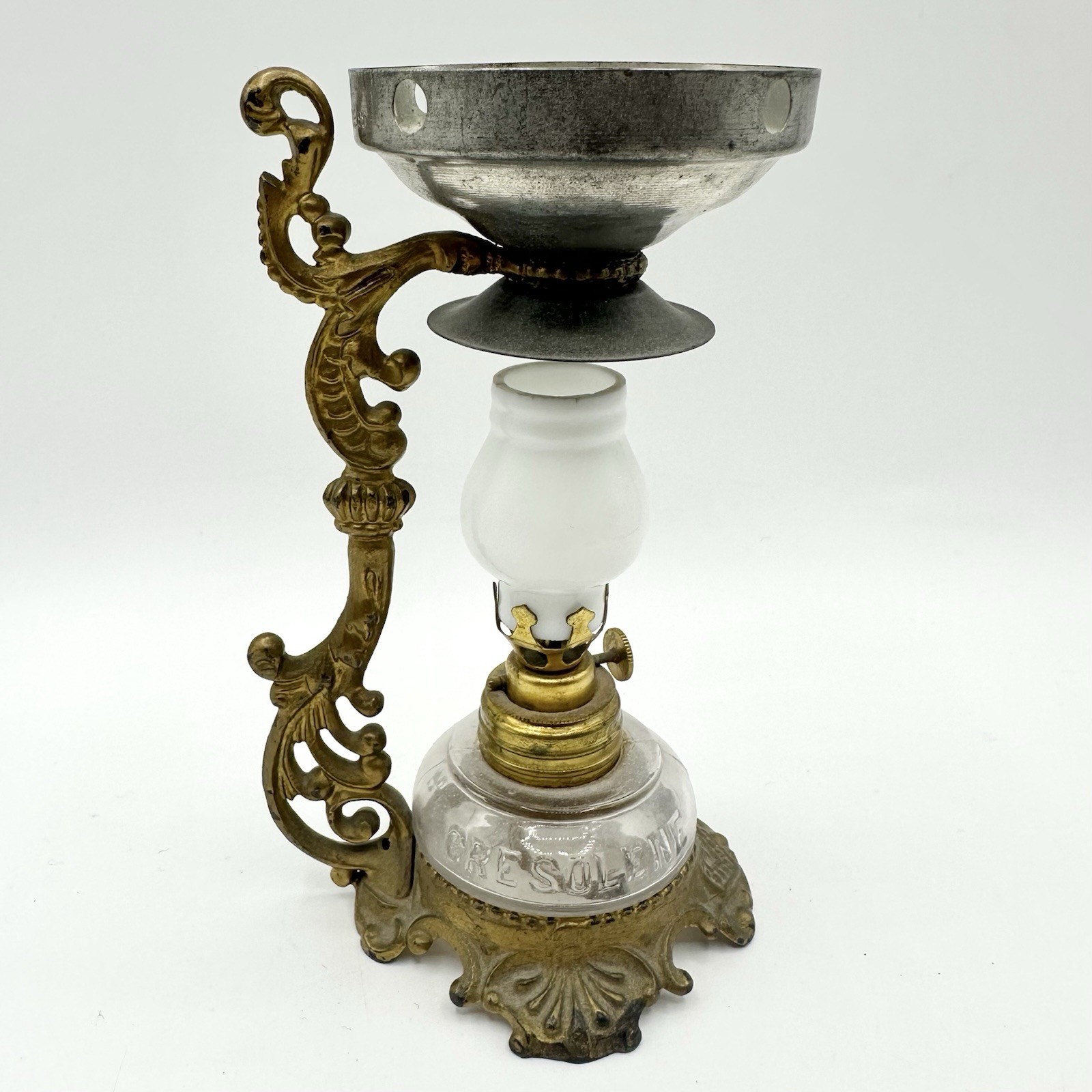 Antique 1900s 6″ VAPO Cresolene Kerosene Vaporizer Oil Lamp Medical Ornate Brass