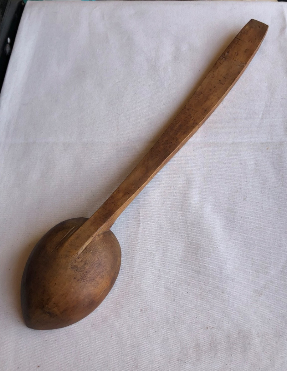 Antique Primitive HAND-CARVED MAPLE SPOON MAINE 17”