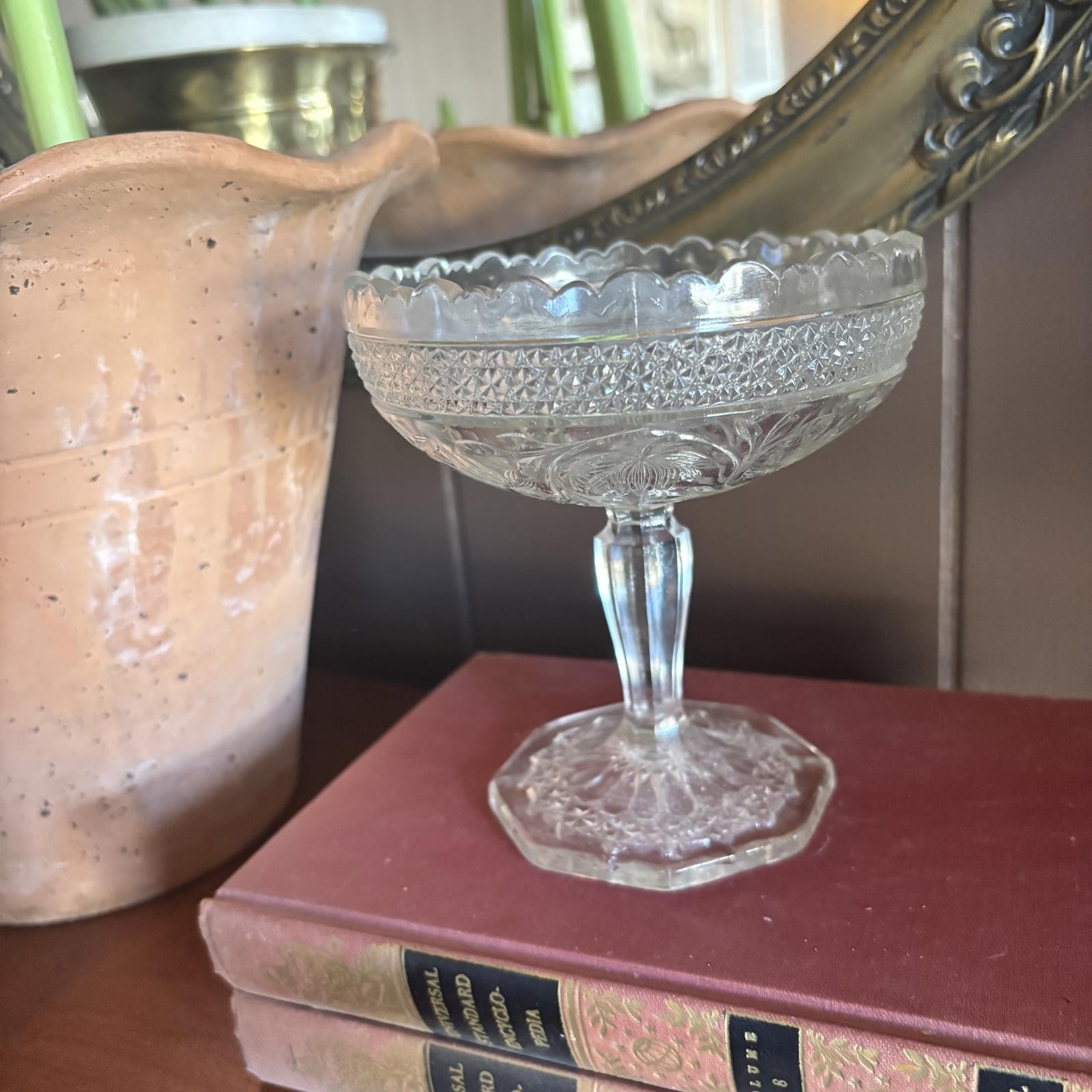 Vintage Pressed Glass Compote Dish Imperial Glass Company “Fashion” Home Decor