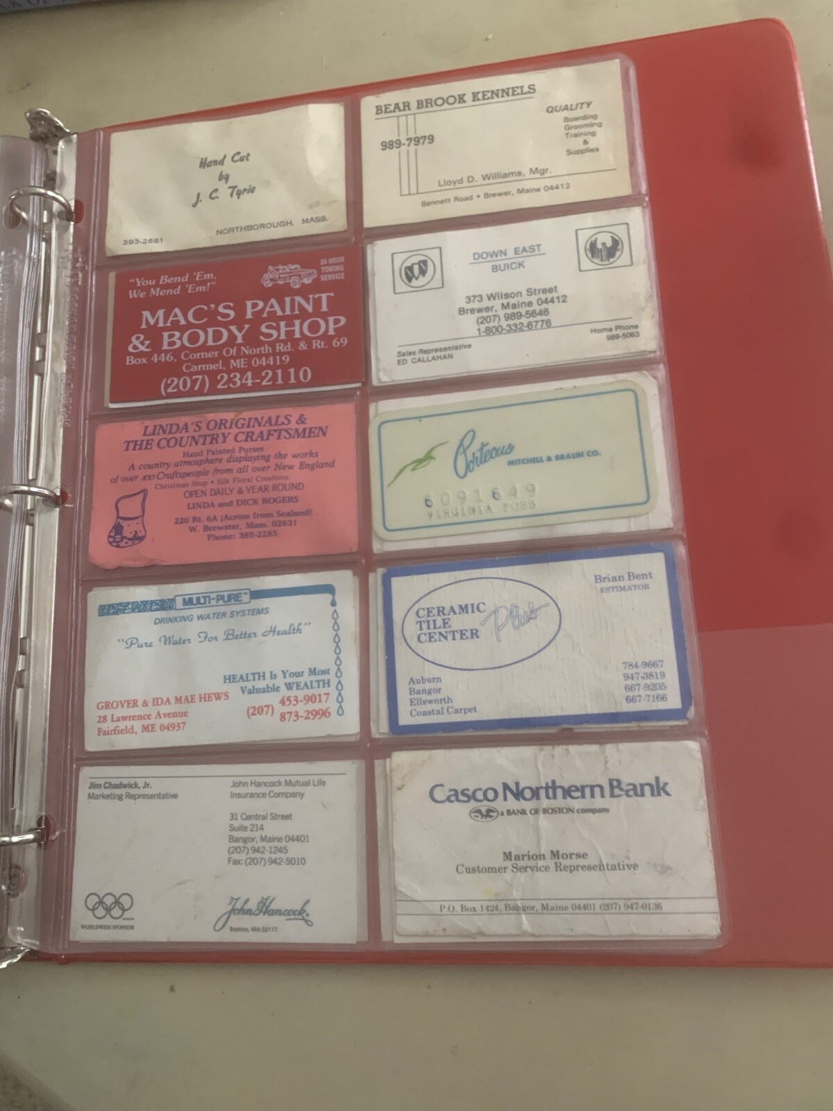 60 + Maine Business Cards in Album 1990’s Memberships NRA Porteous Good Sam