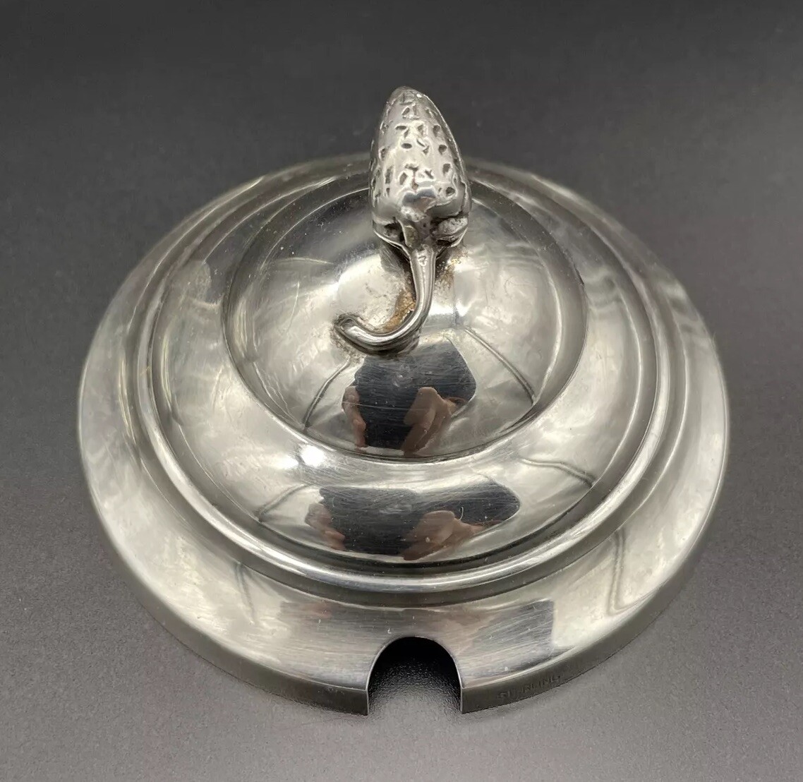 Unusual Sterling Silver Strawberry Topped Glass Jelly / Jam Jar