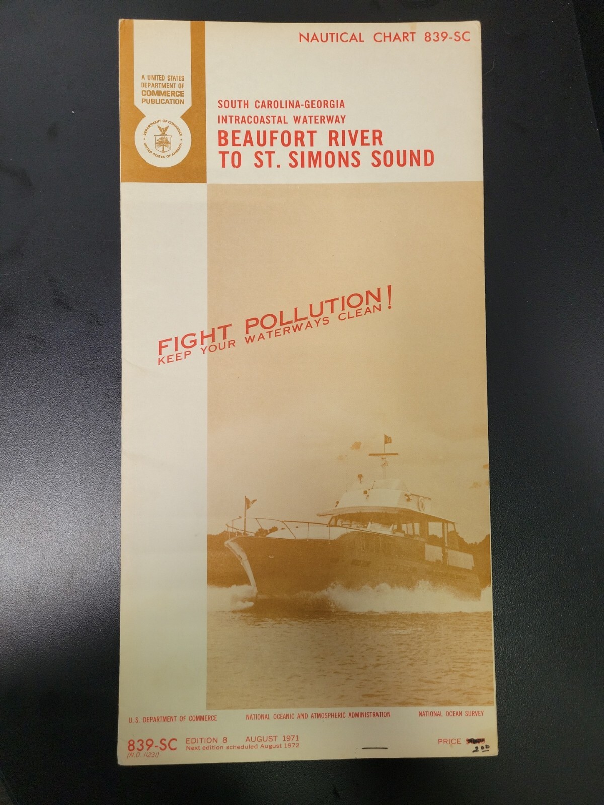 NAUTICAL NAVIGATIONAL CHART # 839-SC BEAUFORT RIVER TO ST. SIMONS SOUND-SC & GA
