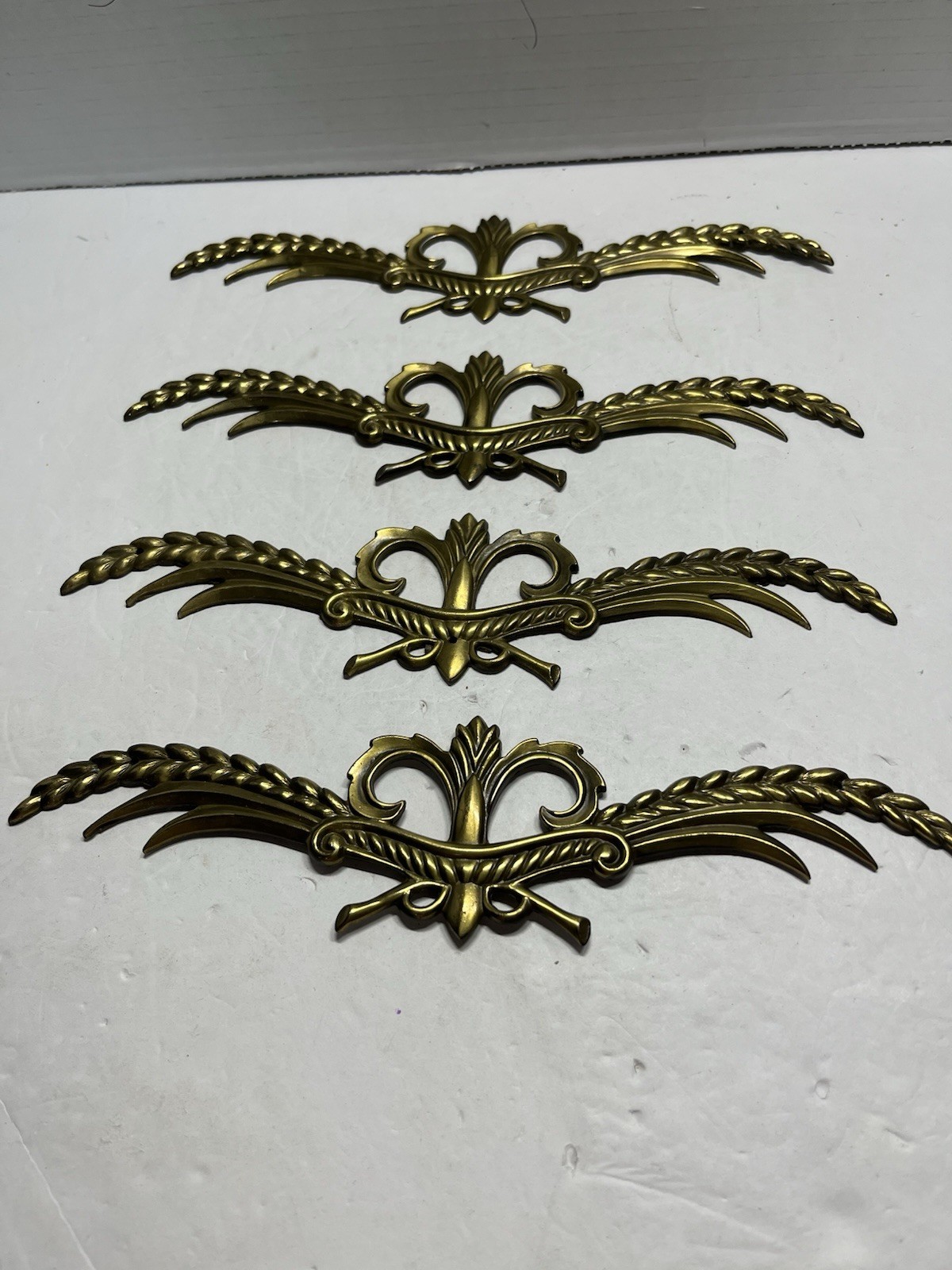 Vtg.Lot(4)Regency Style Brass Gold Tone Cornucopia Torch Furniture Trim Molding