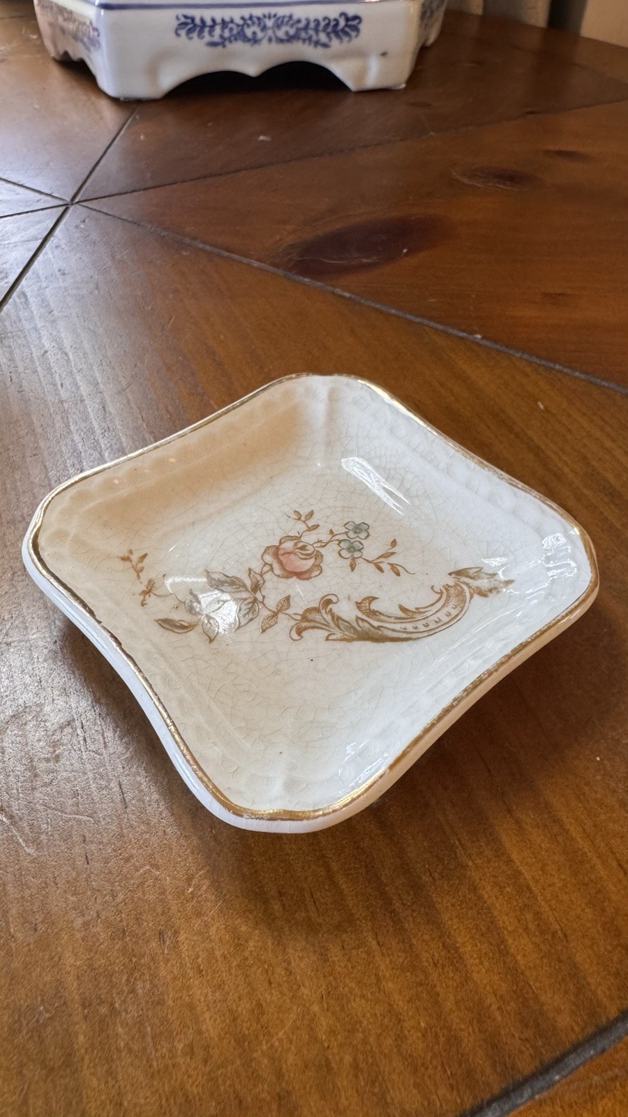 Antique John Maddock & Sons Royal Vitreous England Floral Gilt Dish c.1905