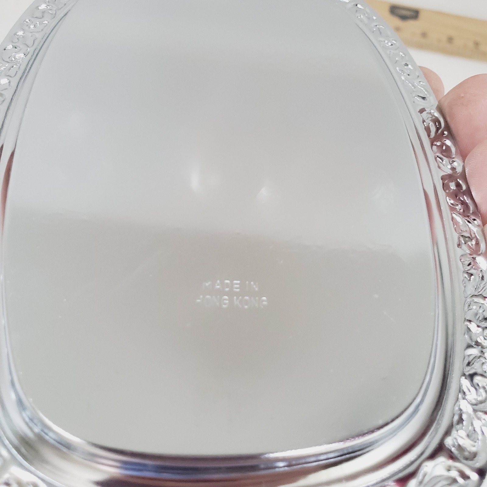 Small Handled Silver-Plated Tray – Made In Hong Kong ~7″ Long x ~4 1/2″ Wide