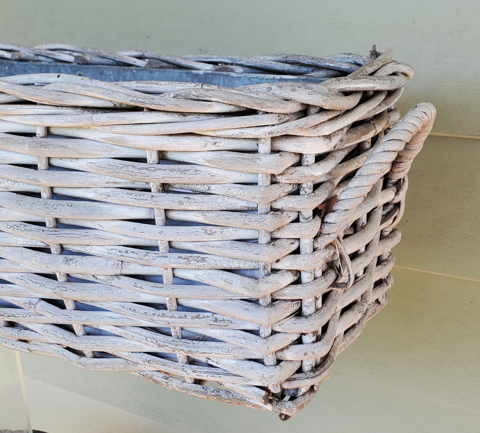 Wicker Window Box Flower Planter w/ handles Garden Architecture Country Kitchen