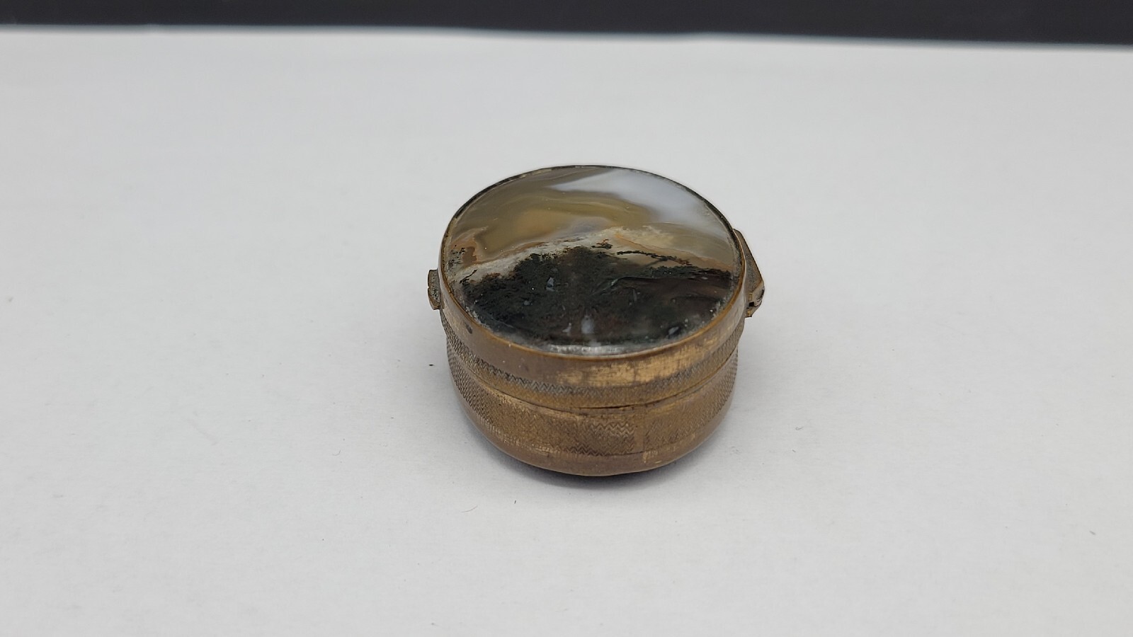 Antique Oval Double Sided Agate Stone Snuff Box