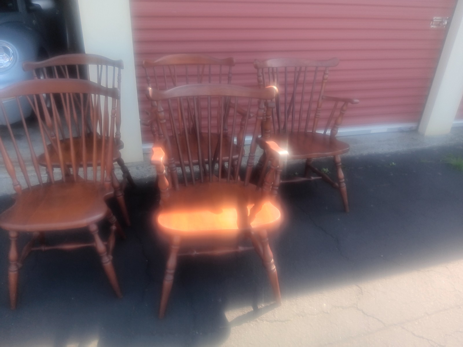 FIDDLE BACK WINDSOR CHAIRS CHERRY WOOD AMERICAN TENDON JOINT LEG CHOICE of FIVE