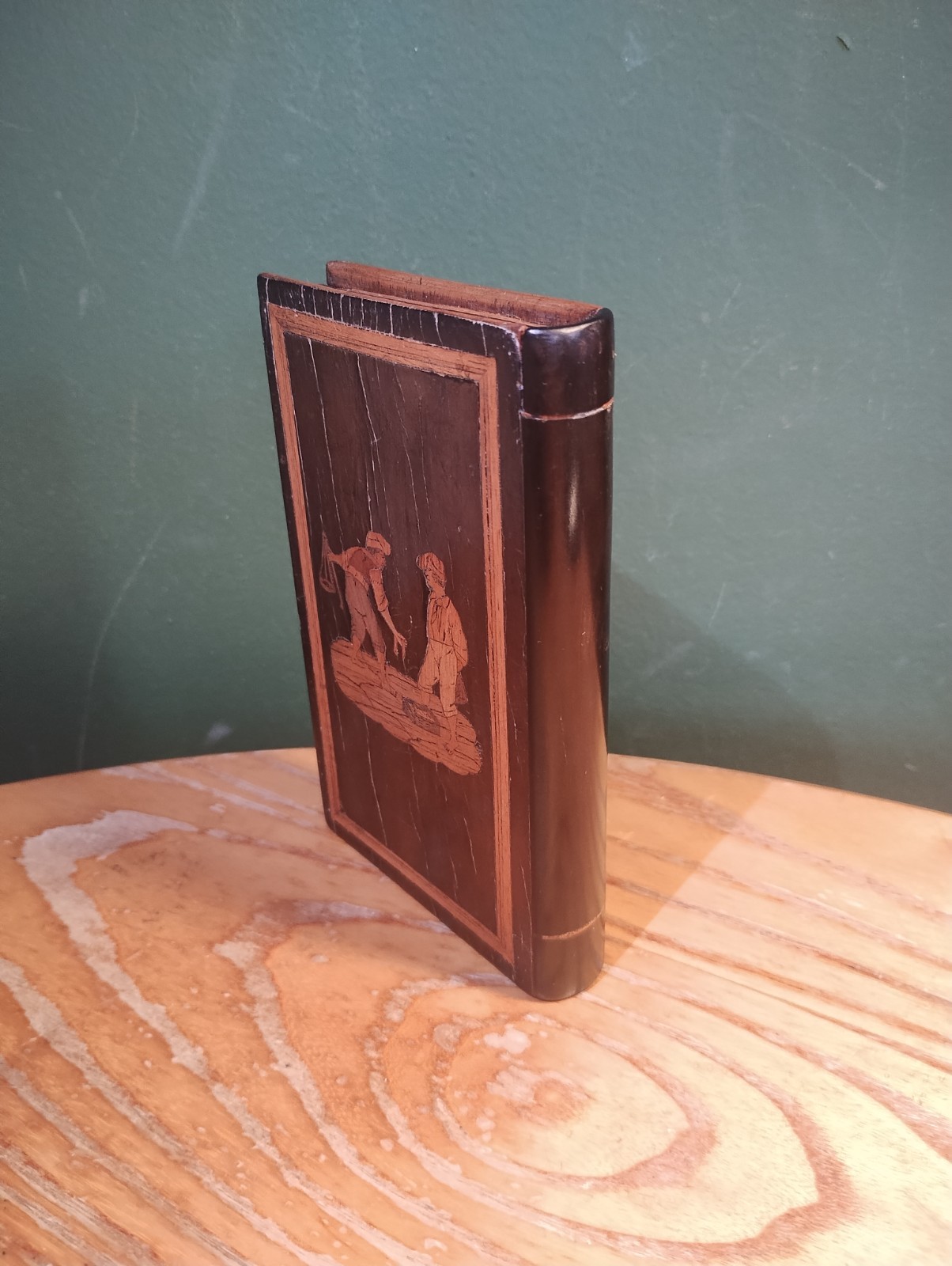 Early Victorian Grand Tour Sorrento Ware Secret Book Box Very Rare 13.5×8.5x2cm