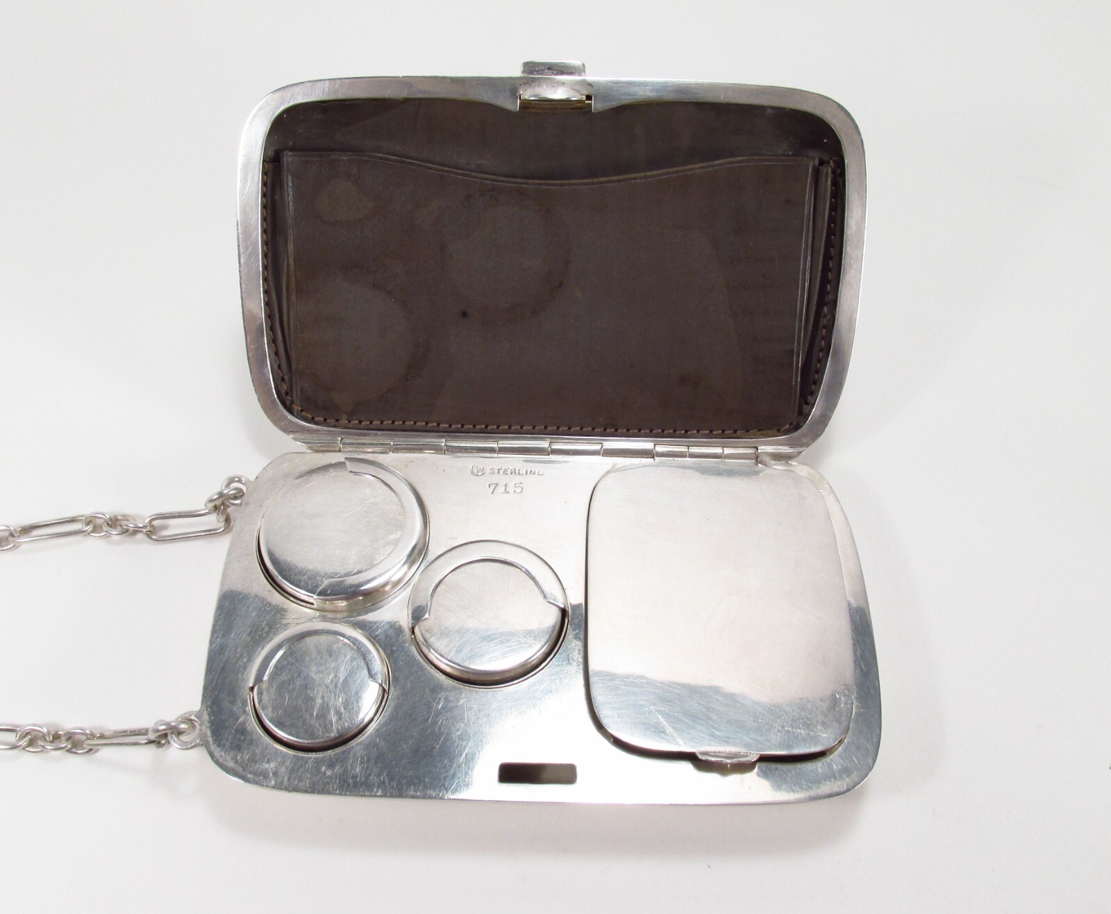 Vintage Watrous USA Sterling Silver Wristlet Dance Card Case Coin Purse Wallet