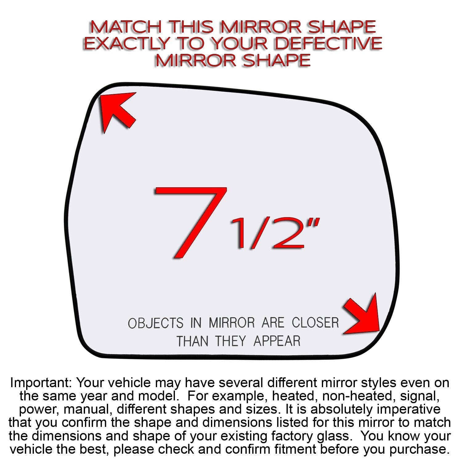 Passenger Side Mirror Glass Replacement For 2001-2007 Toyota Highlander Right…