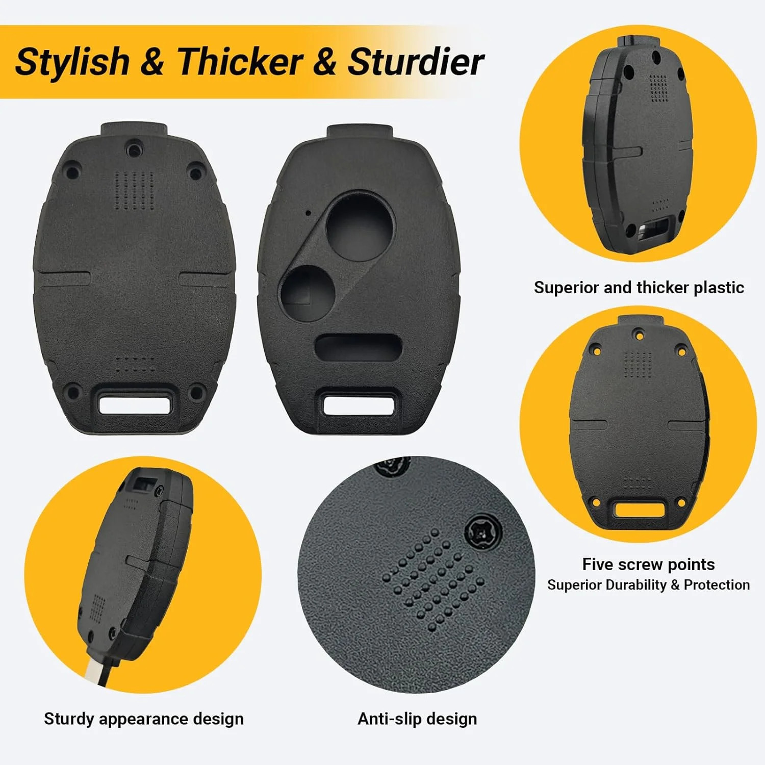 Upgraded No Cutting Required Replacement Key Fob Cover Case for Honda Accord/Civ