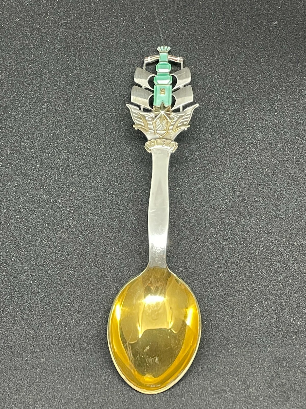 Danish Gilded Christmas Spoon, 1930 – Christmas in Port – A. Michelsen