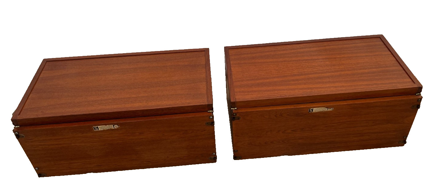 Mid Century Record Cabinets pair by Strings Wall Shelving Designers Nils Kajsa