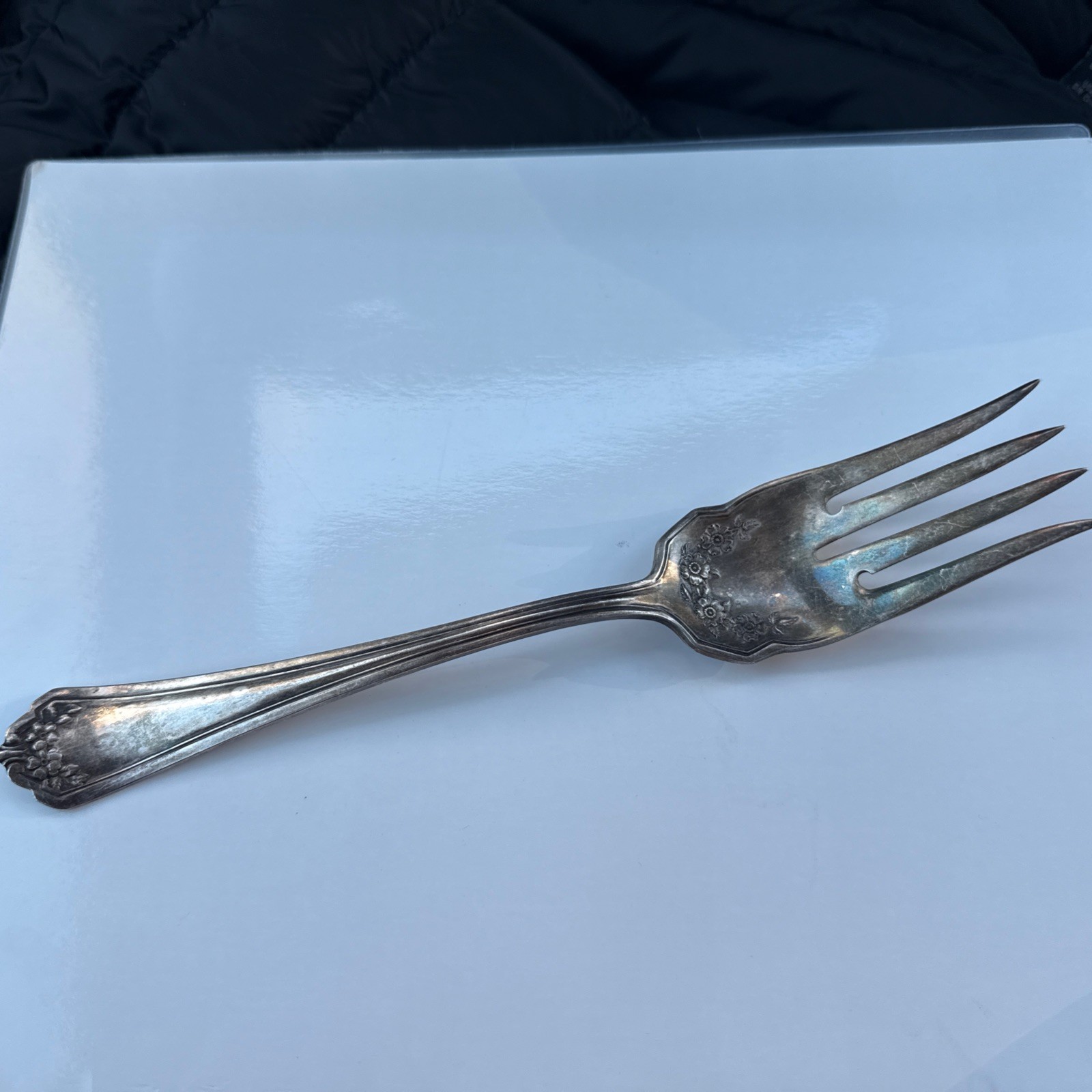 VTG Antique 1912 Rogers Anchor Kensington Silverplate Cold Meat Serving Fork