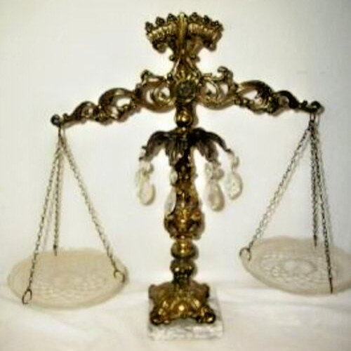Filigree Ornate Balance Scales Of Justice Crystal Stunning Vintage Elegant 1960s