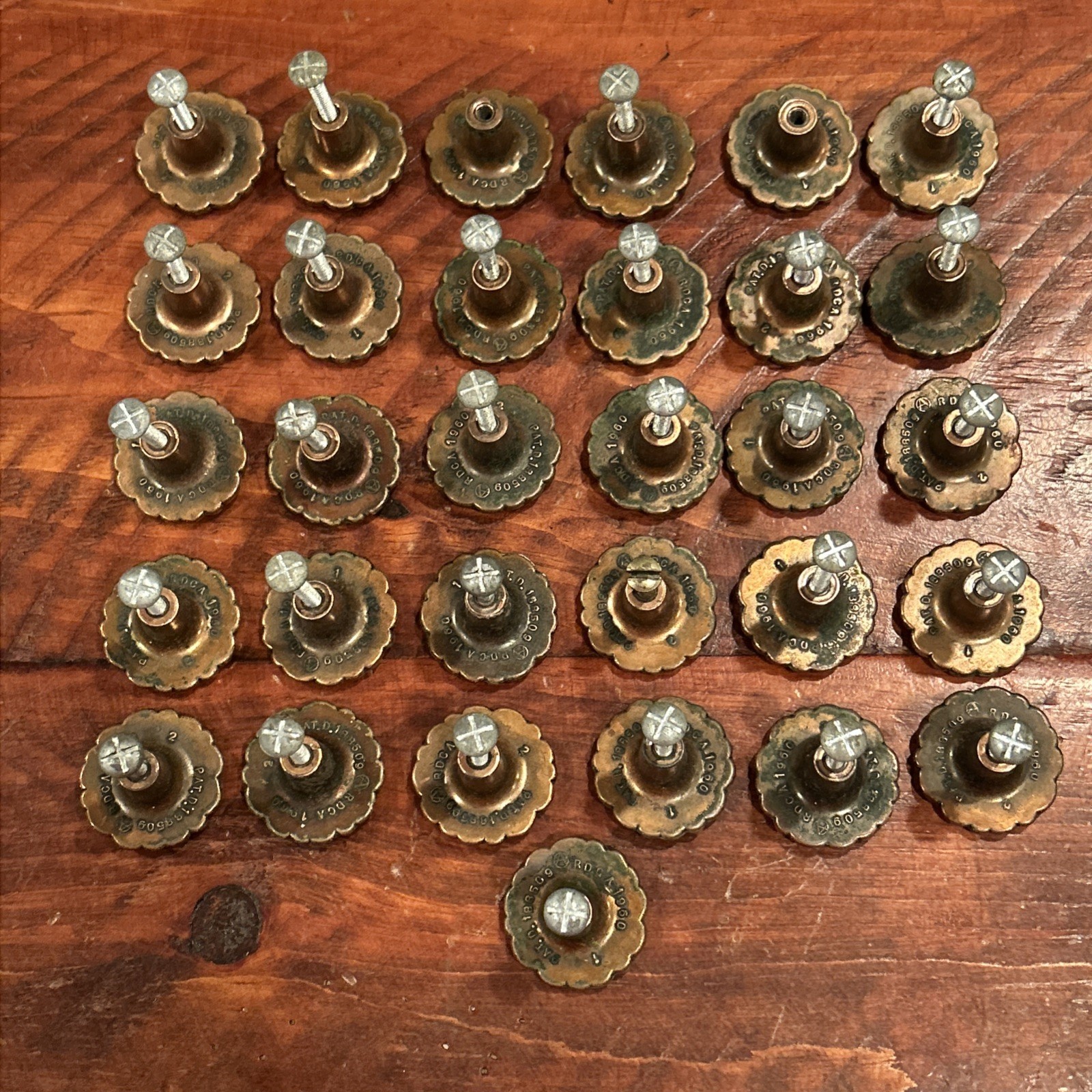 Vtg Amerock RDCA 1960 Bronze Copper Floral Knobs Pulls French Provincial 31 pcs