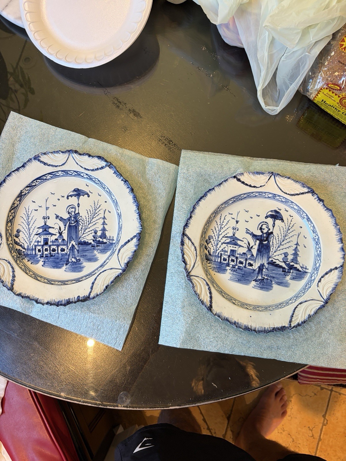 Antique Worcester Blue & White Plates – Dr. Wall Period (18th Century) 1745