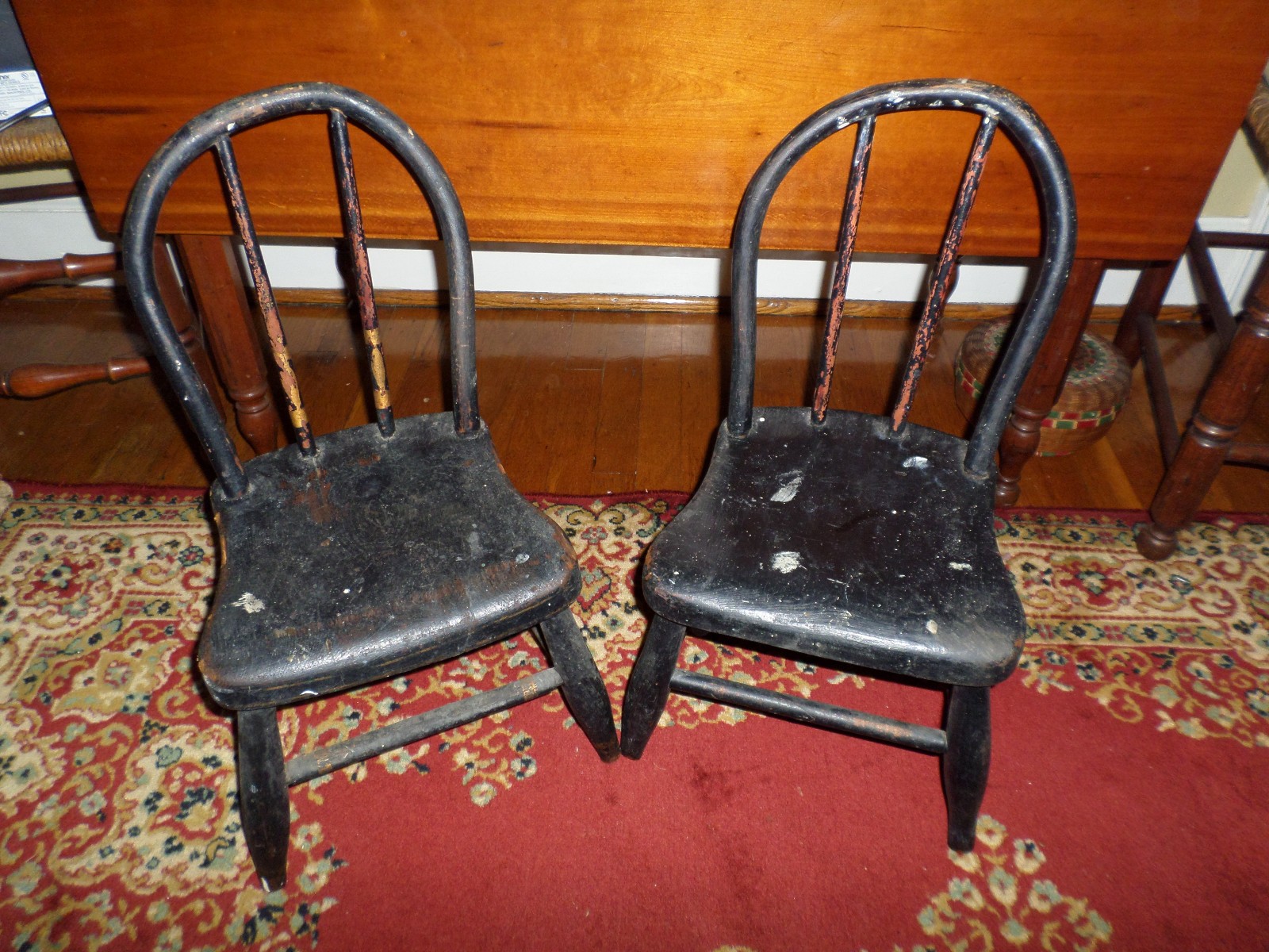 ONE Antique Early American Child’s Bent Wood Black Chair 2 Available