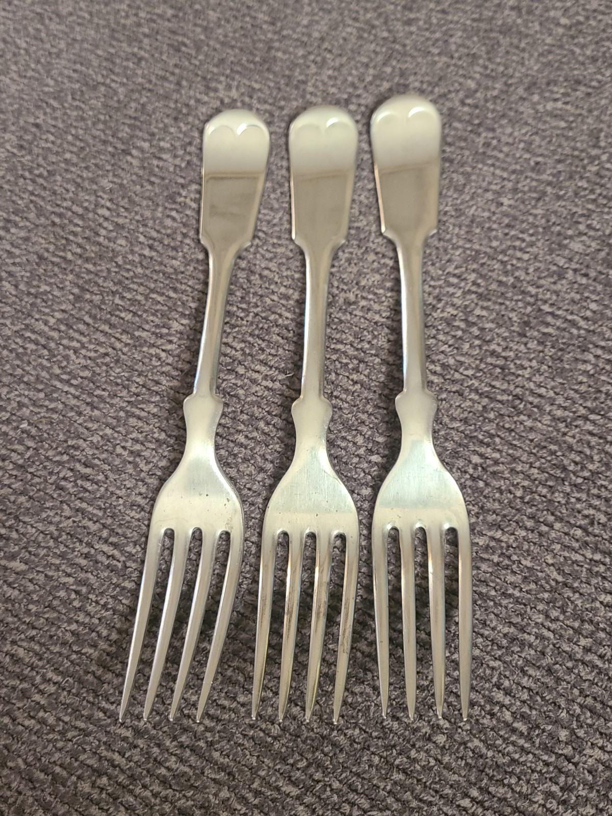 Hall & Elton 7 1/4″ Dinner Forks. Lot Of 3. Coin Silver. Antique.