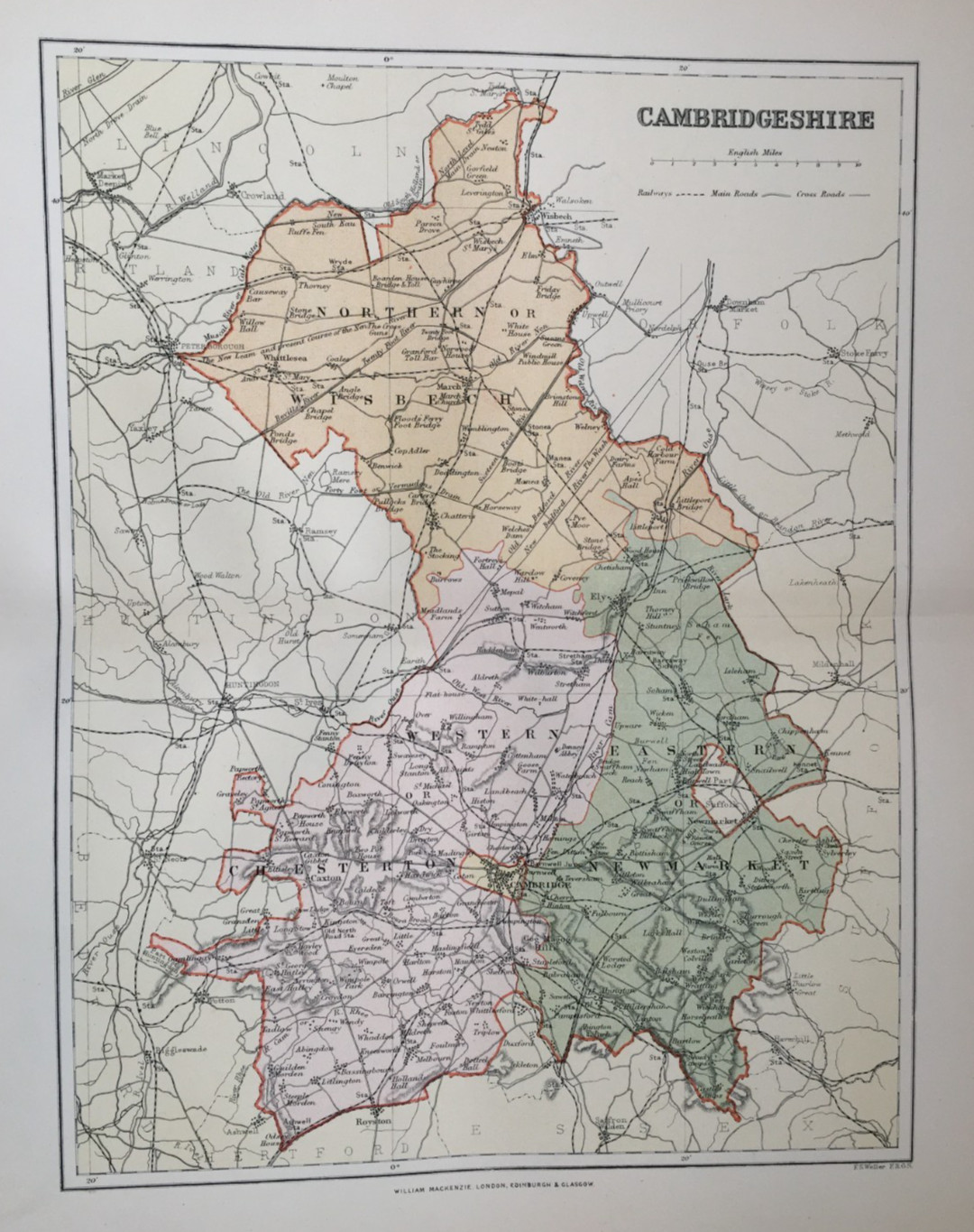 Map – Cambridgeshire – Comprehensive Gazetteer of England and Wales 1893