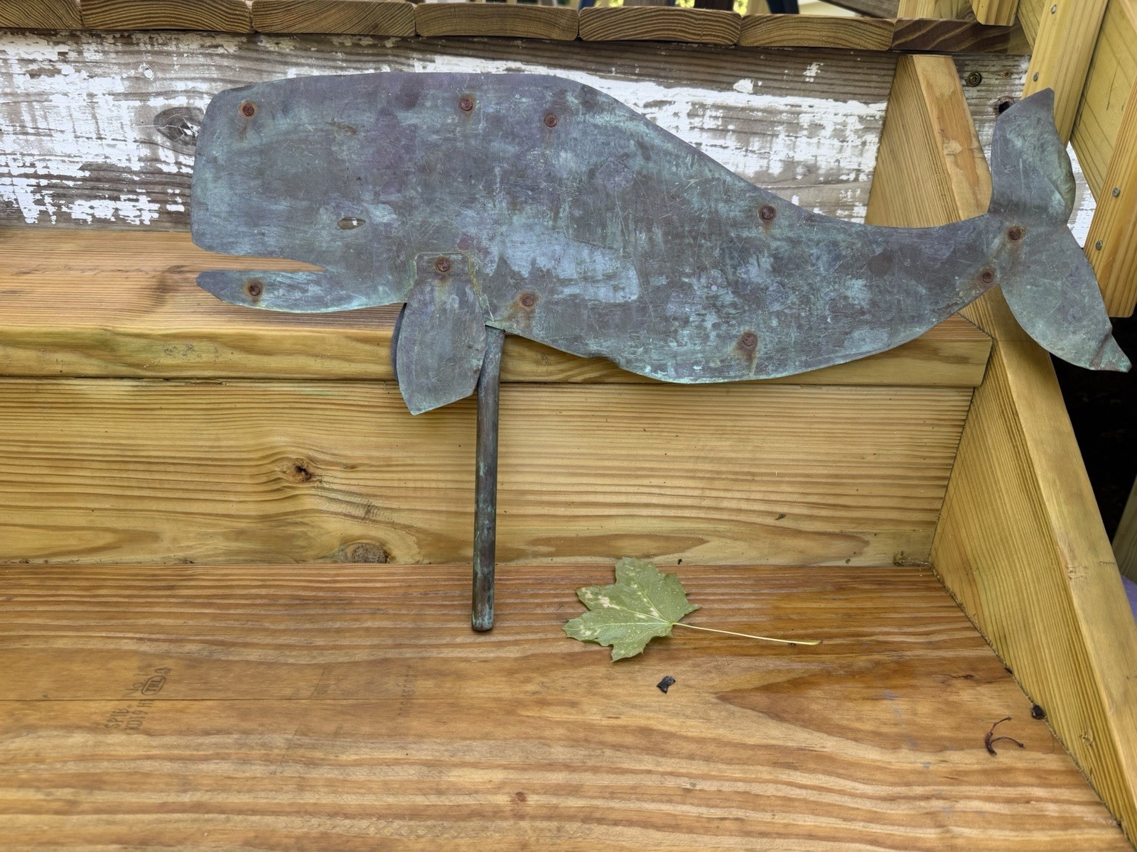 Vintage Sheet Copper Silhouette Whale Form Weathervane