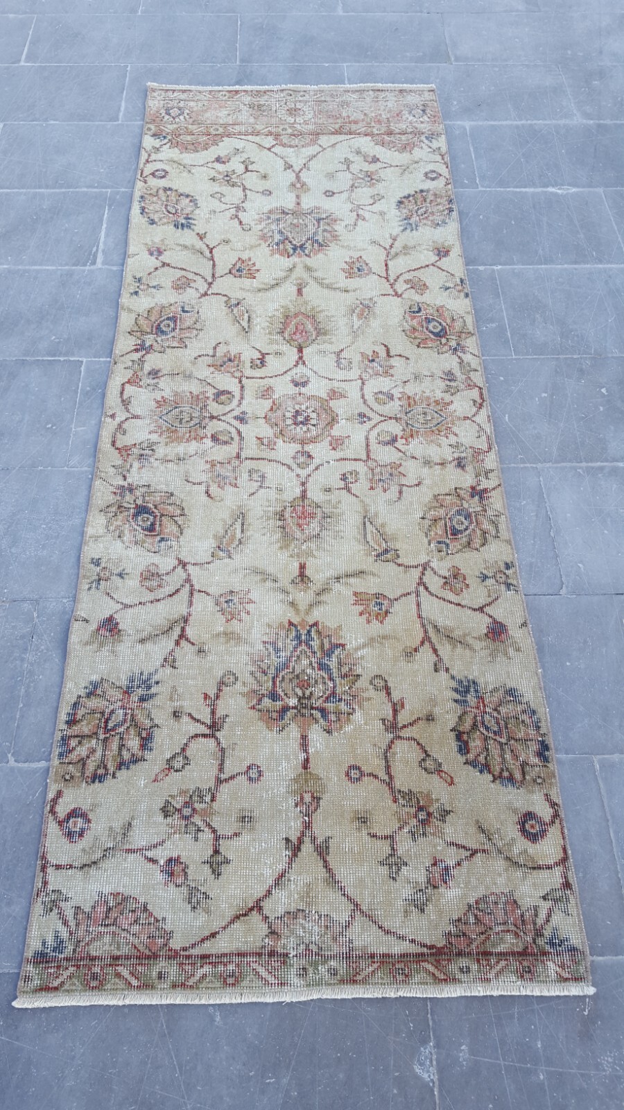 2.5×7 ft Vintage Turkish Runner Rug Wool Anatolian Handmade Hallway Oushak d