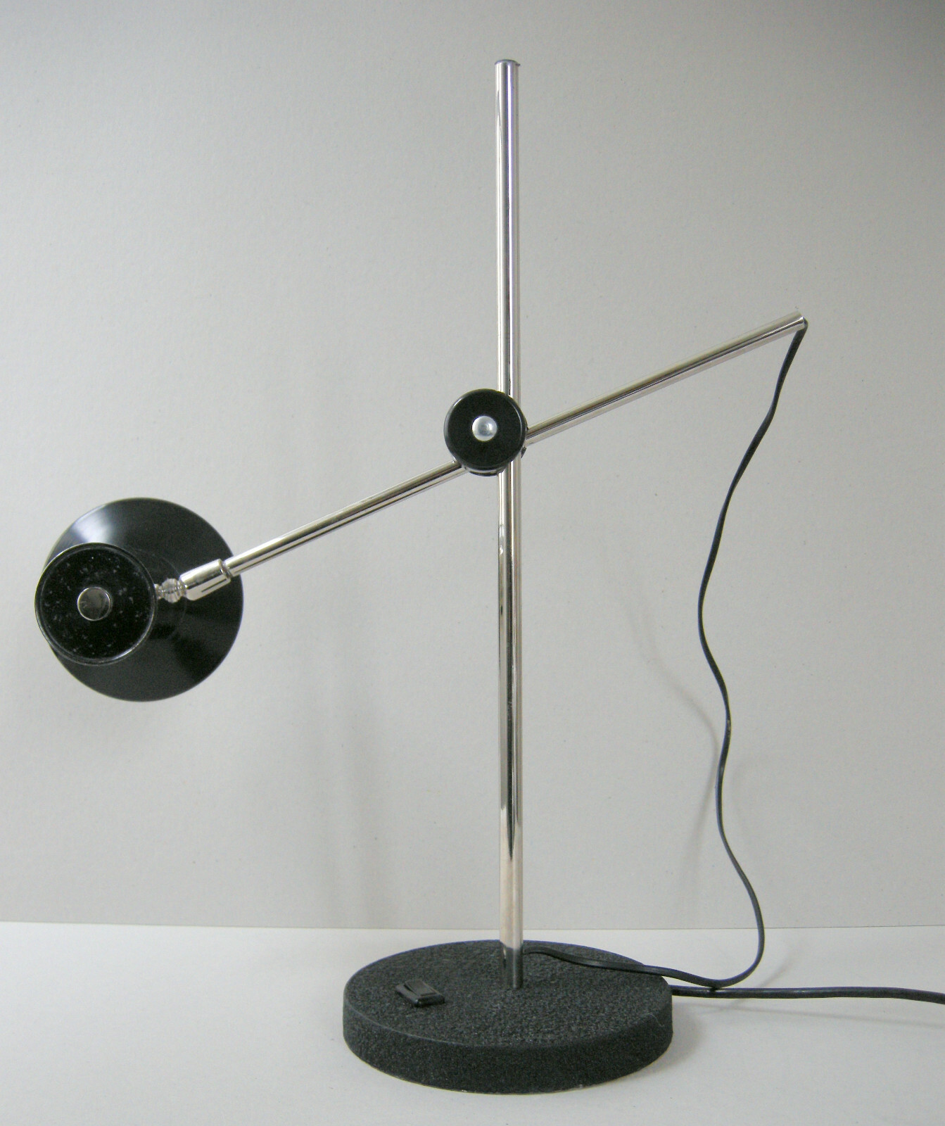Vintage Table Lamp 1960 Adjustable Chrome Black Metal 60S Retro 60’S
