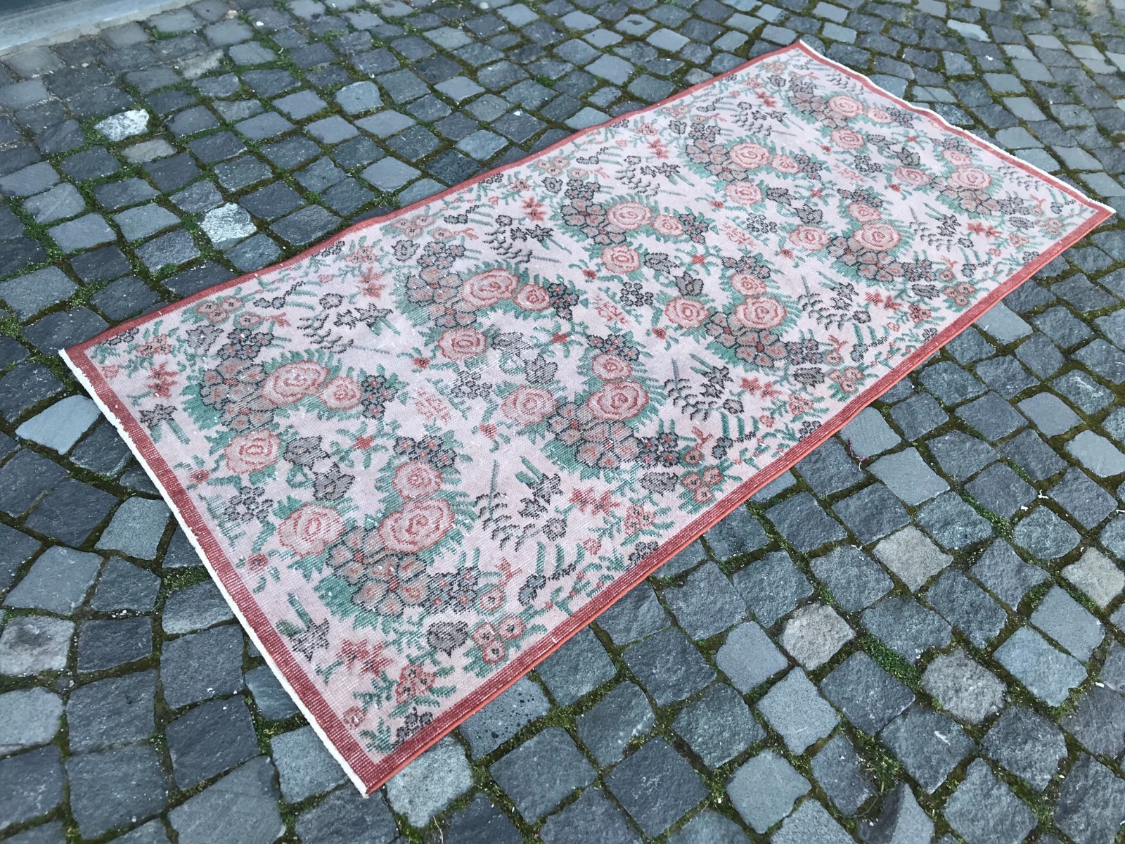 Home Decor Rug, Turkish Vintage Rug, Boho Decor Rug, Oushak Rug, 3,1 x 6,7 ft