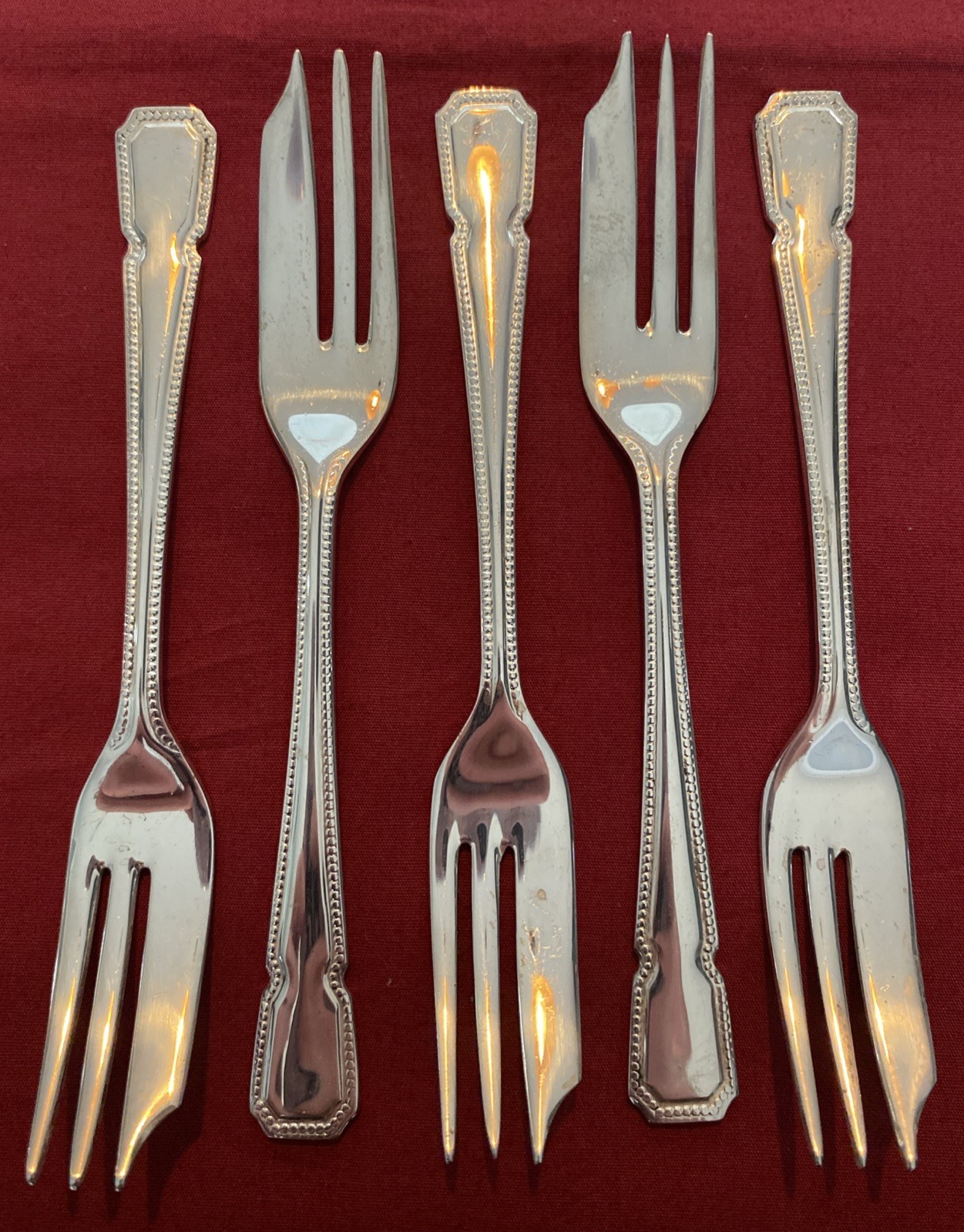 Set Of 5 Vintage Sheffield Silver Plated Pastry Forks c.1960’s-1970’s