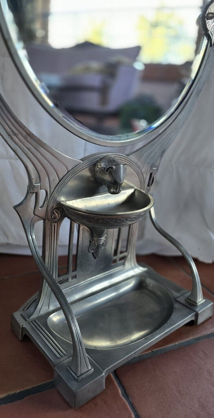 ANTIQUE 1900s Jugendstil Art Nouveau Deco Table Vanity Mirror WMF