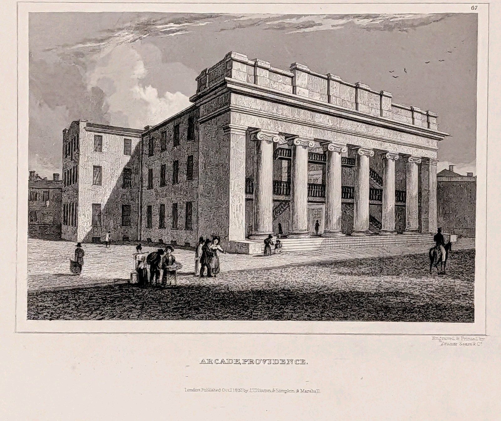 1831 Providence Rhode Island – WESTMINSTER ARCADE – Engraved Print ORIGINAL